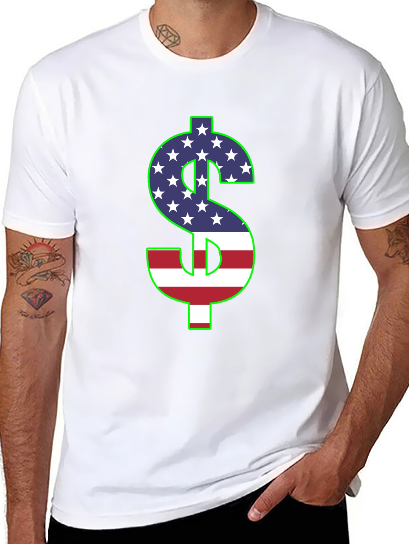 American Flag Dollar Sign Graphic T-Shirt