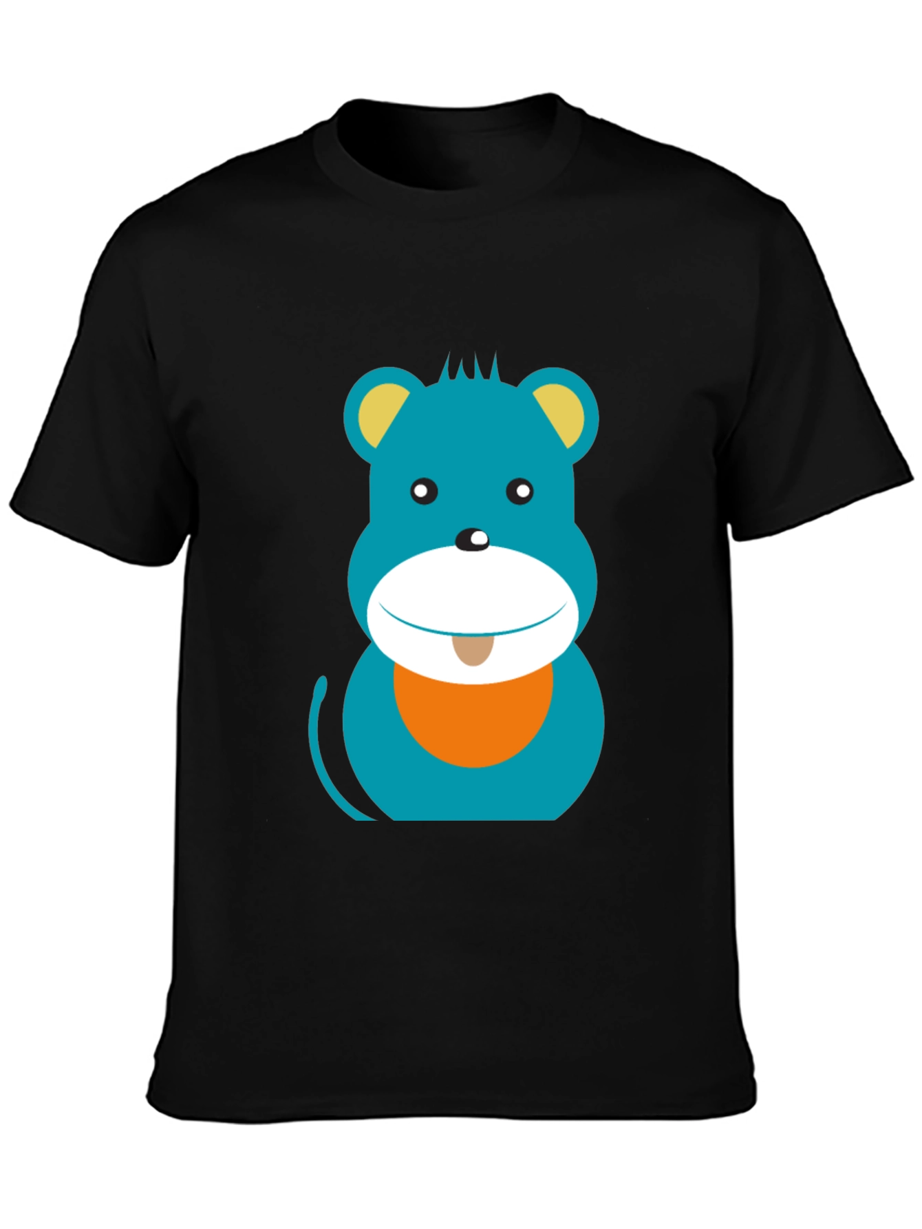 Cartoon Bear Graphic Print Black T-Shirt