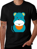 Cartoon Bear Graphic Print Black T-Shirt