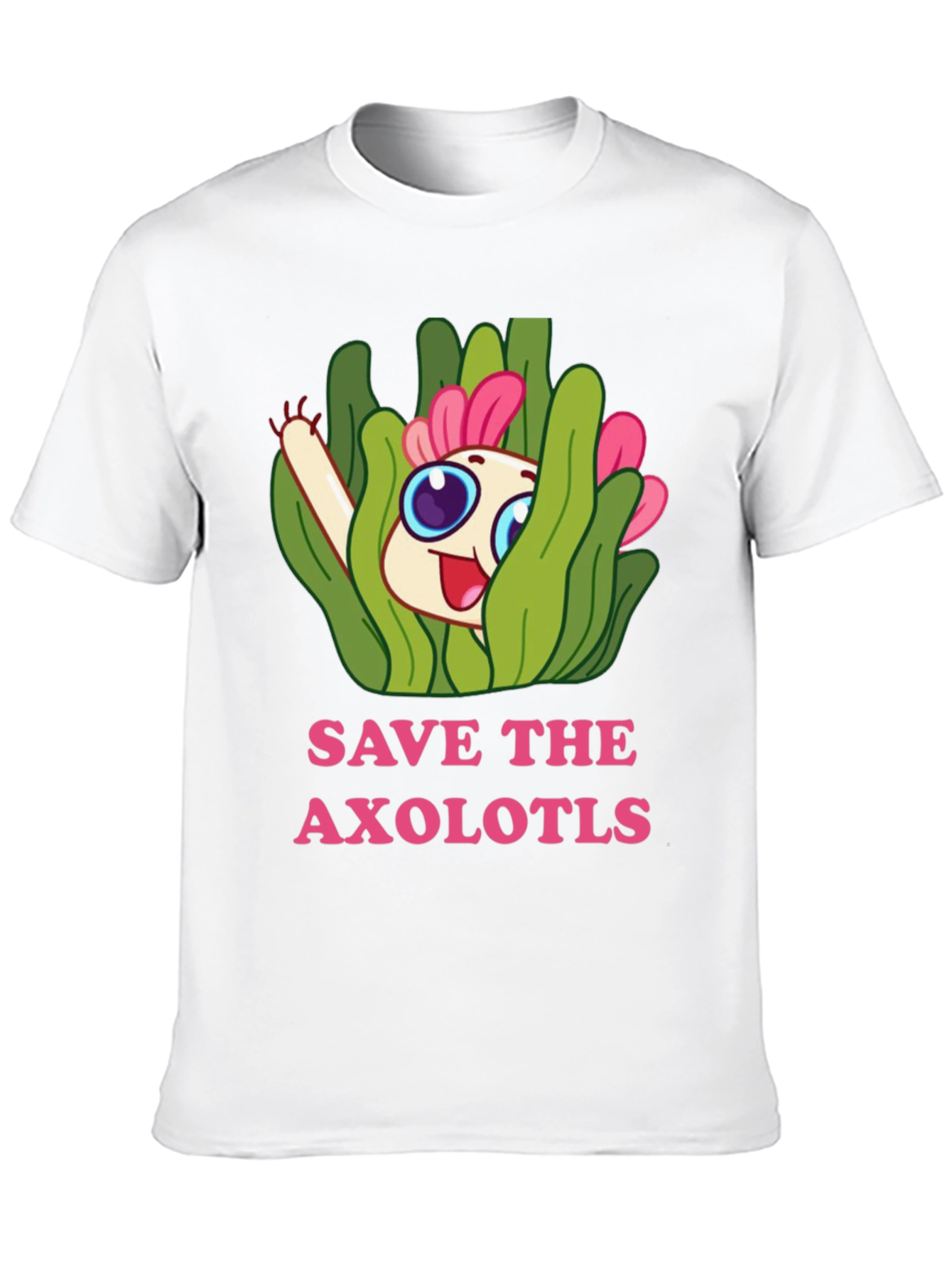 Save the Axolotls T-Shirt - Cute Cartoon Axolotl Design