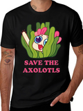 Save the Axolotls T-Shirt - Cute Cartoon Axolotl Design