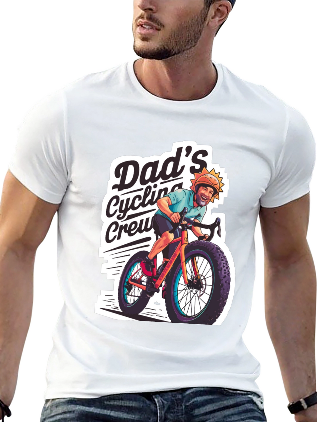Dads Cycling Crew Black Graphic Tee