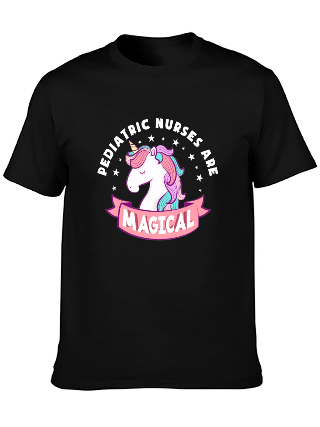 Pediatric Nurses Magical Unicorn Black T-Shirt