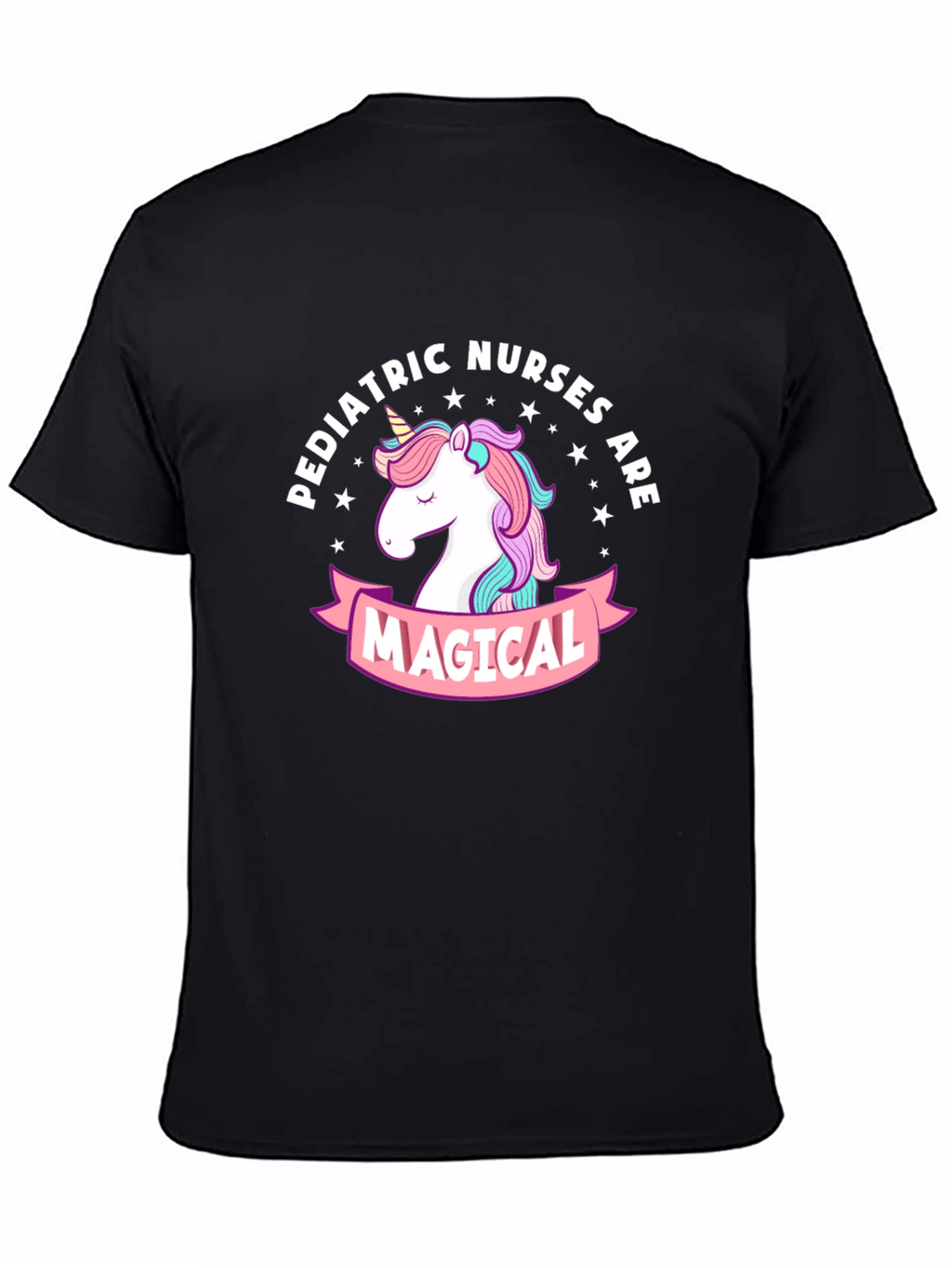 Pediatric Nurses Magical Unicorn Black T-Shirt