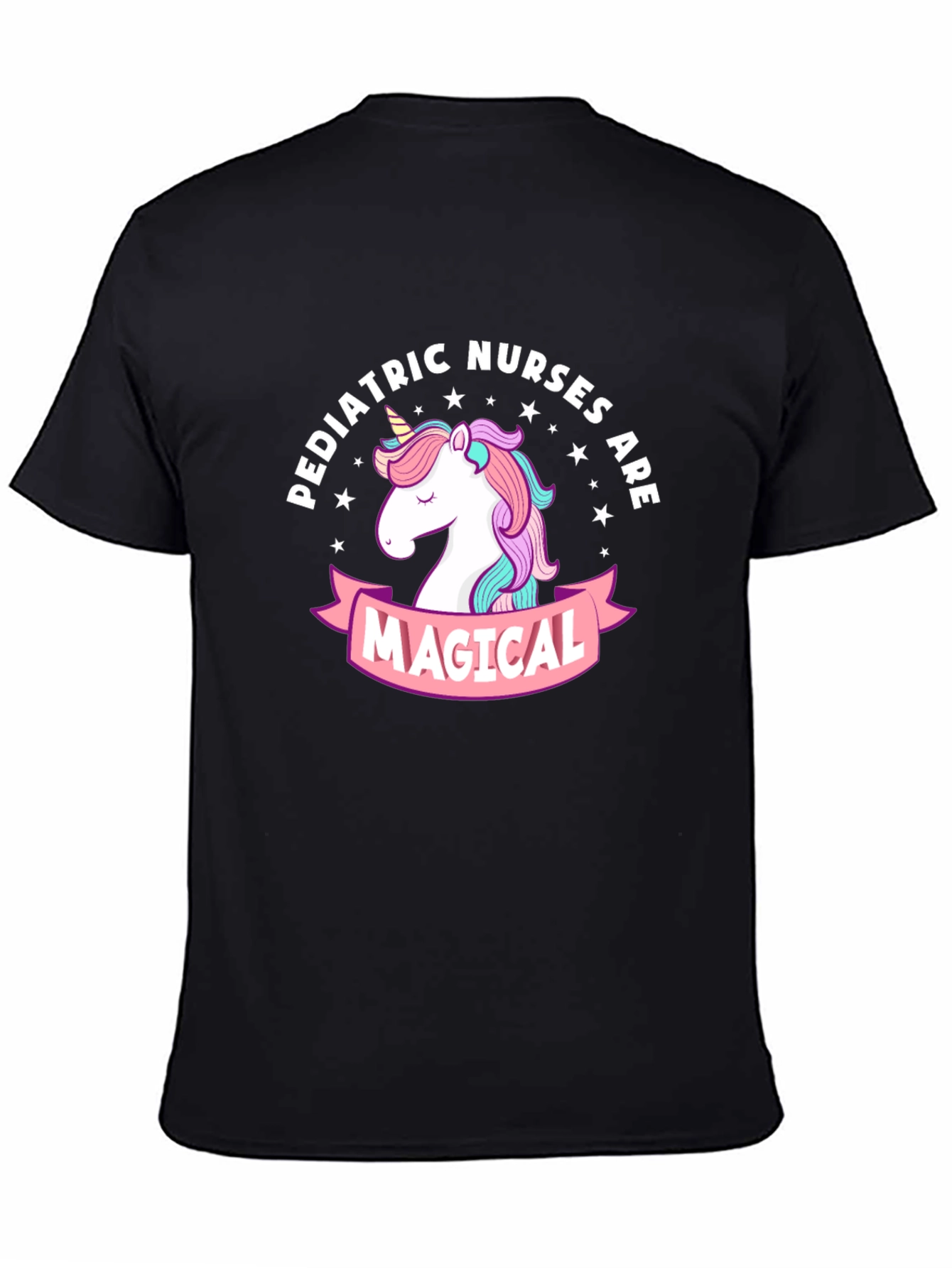 Pediatric Nurses Magical Unicorn Black T-Shirt