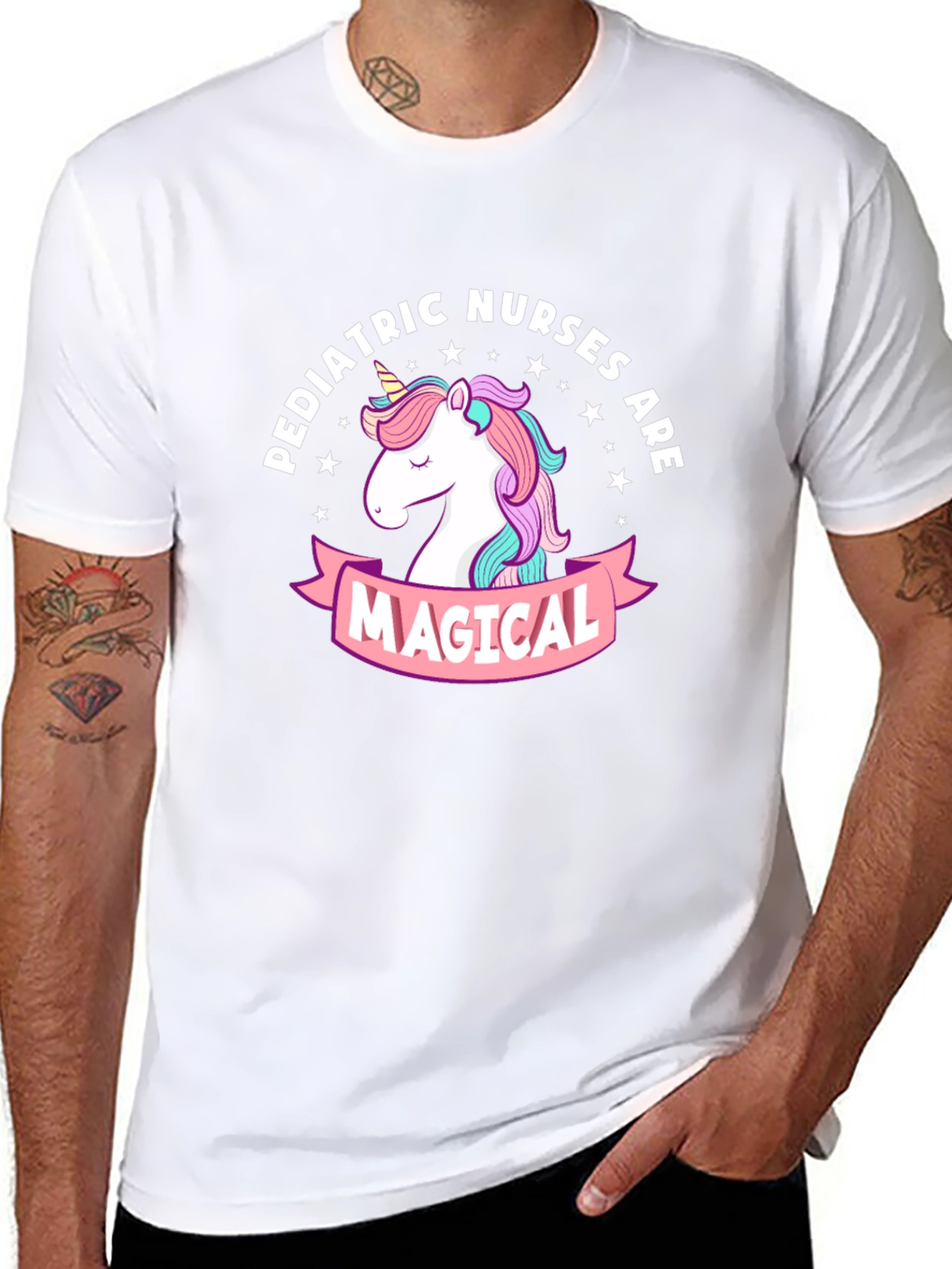 Pediatric Nurses Magical Unicorn Black T-Shirt
