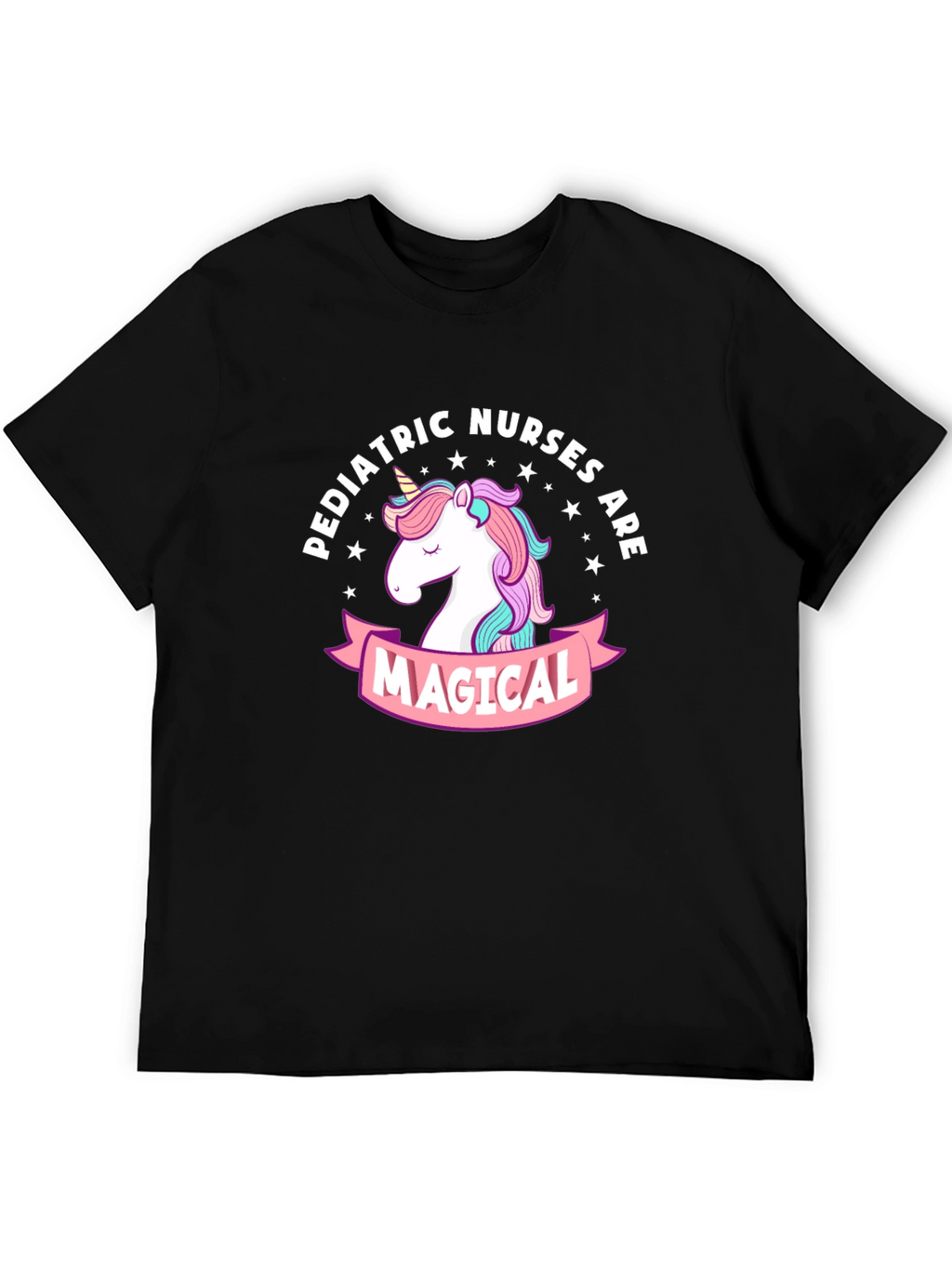 Pediatric Nurses Magical Unicorn Black T-Shirt
