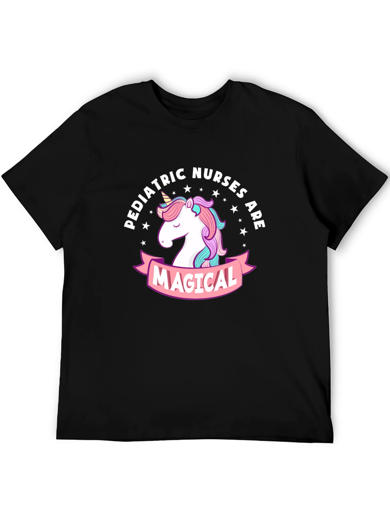 Pediatric Nurses Magical Unicorn Black T-Shirt