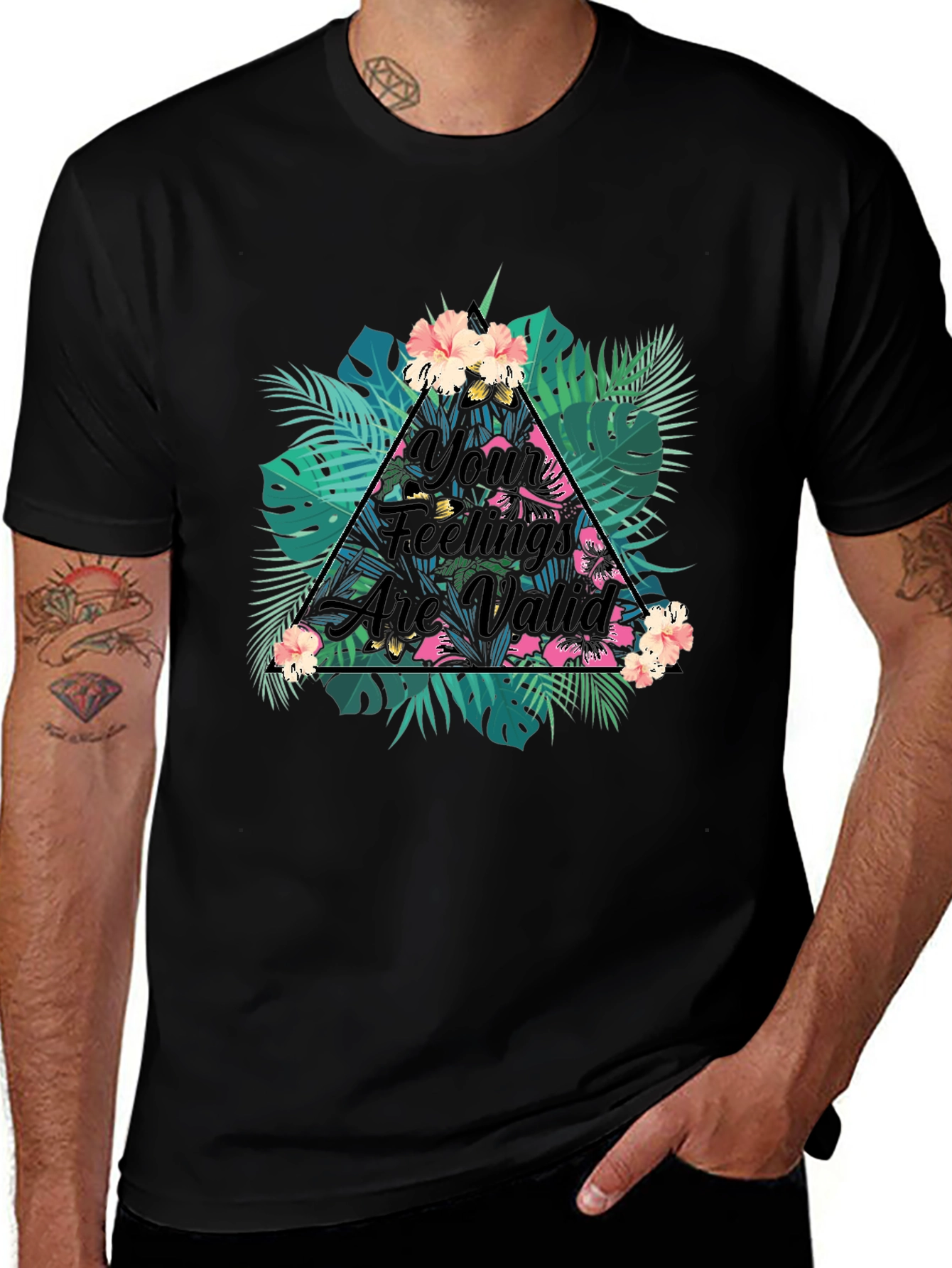 Tropical Floral Your Feelings Are Valid Graphic Tee