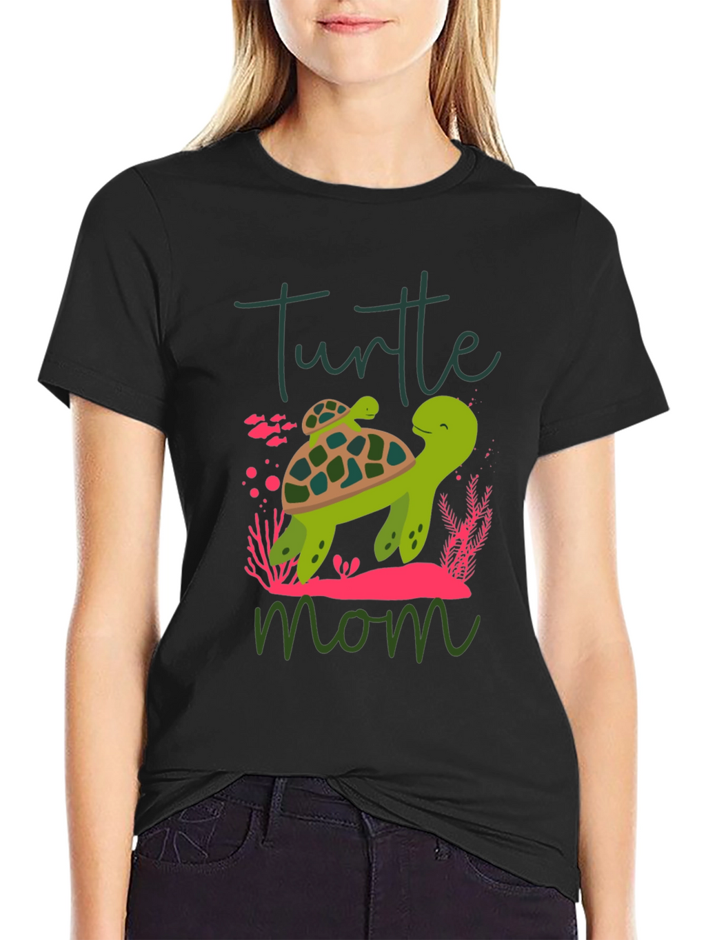 Turtle Mom Graphic T-Shirt Cute Animal Tee