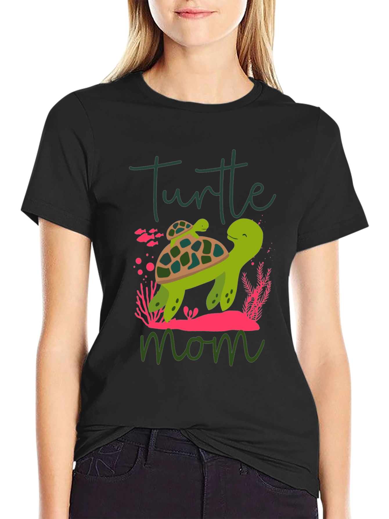 Turtle Mom Graphic T-Shirt Cute Animal Tee