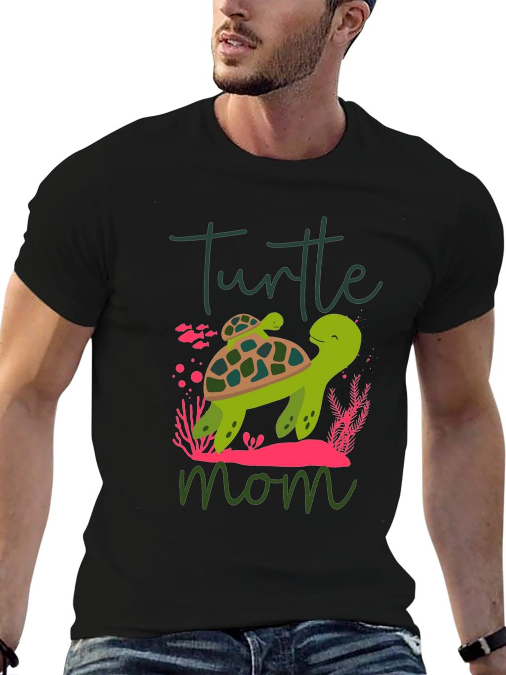 Turtle Mom Graphic T-Shirt Cute Animal Tee
