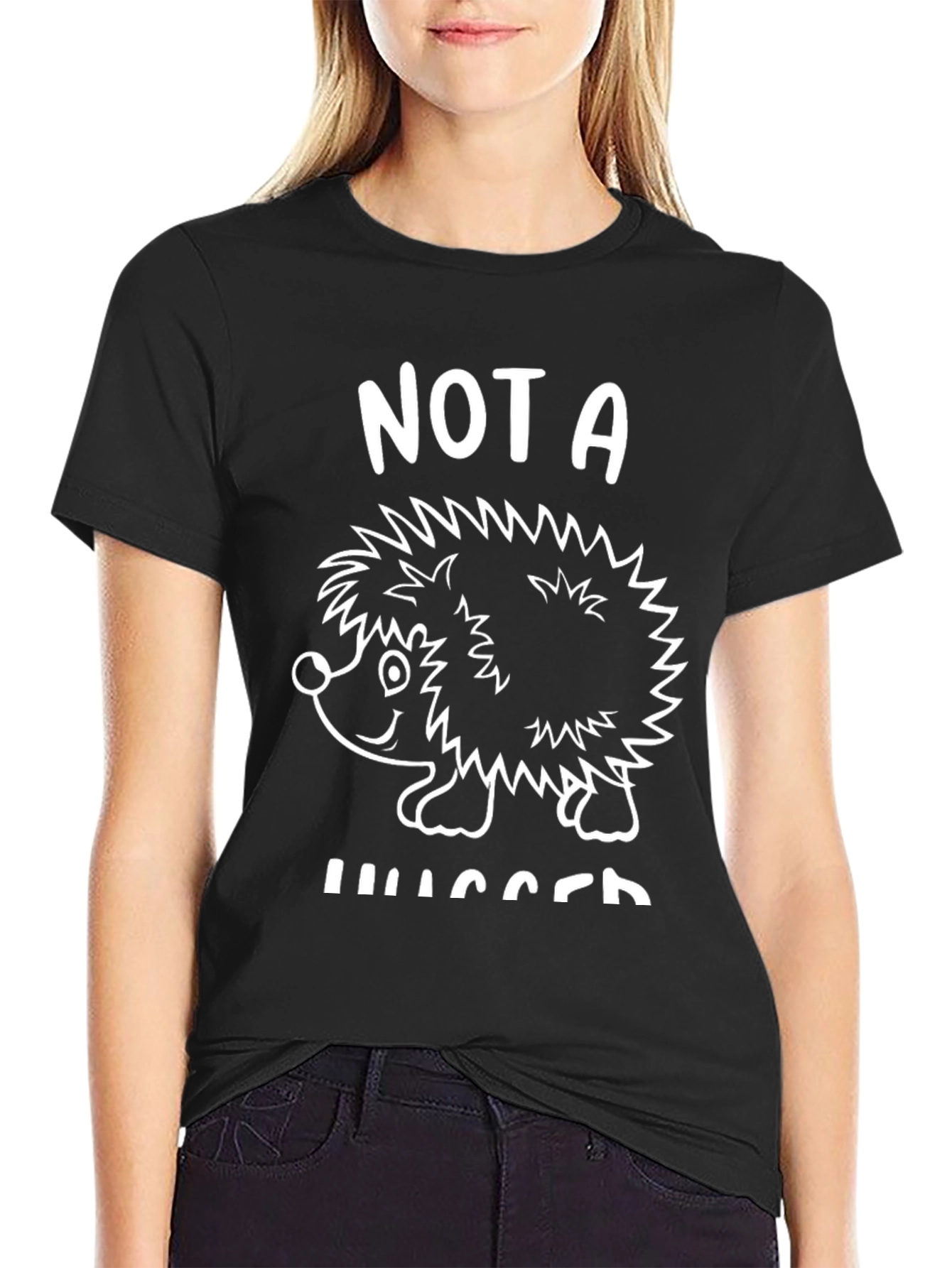 Not A Hugger Hedgehog Graphic Tee - Black Unisex T-Shirt