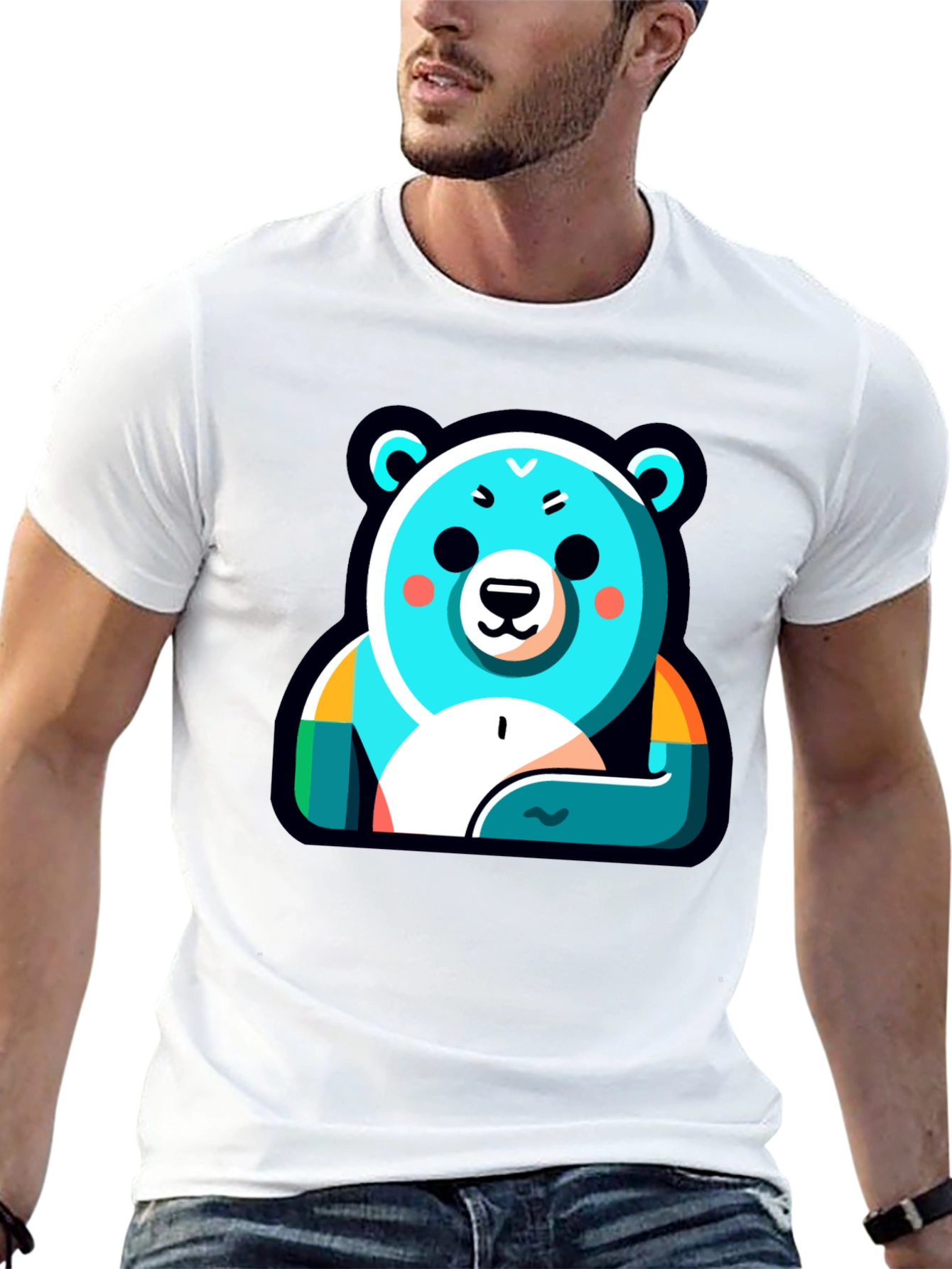 Cool Bear Graphic Tee - Black Cotton Blend