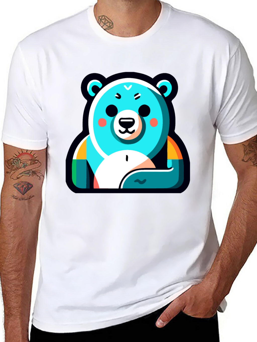 Cool Bear Graphic Tee - Black Cotton Blend