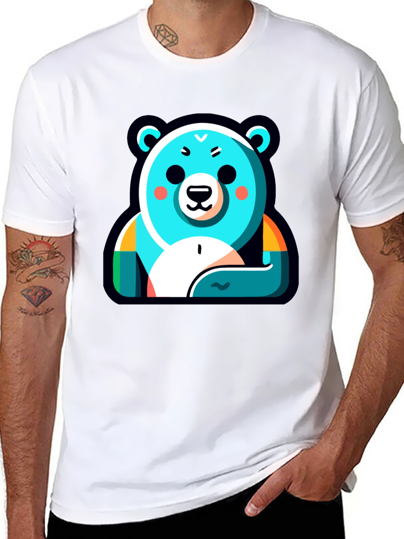 Cool Bear Graphic Tee - Black Cotton Blend