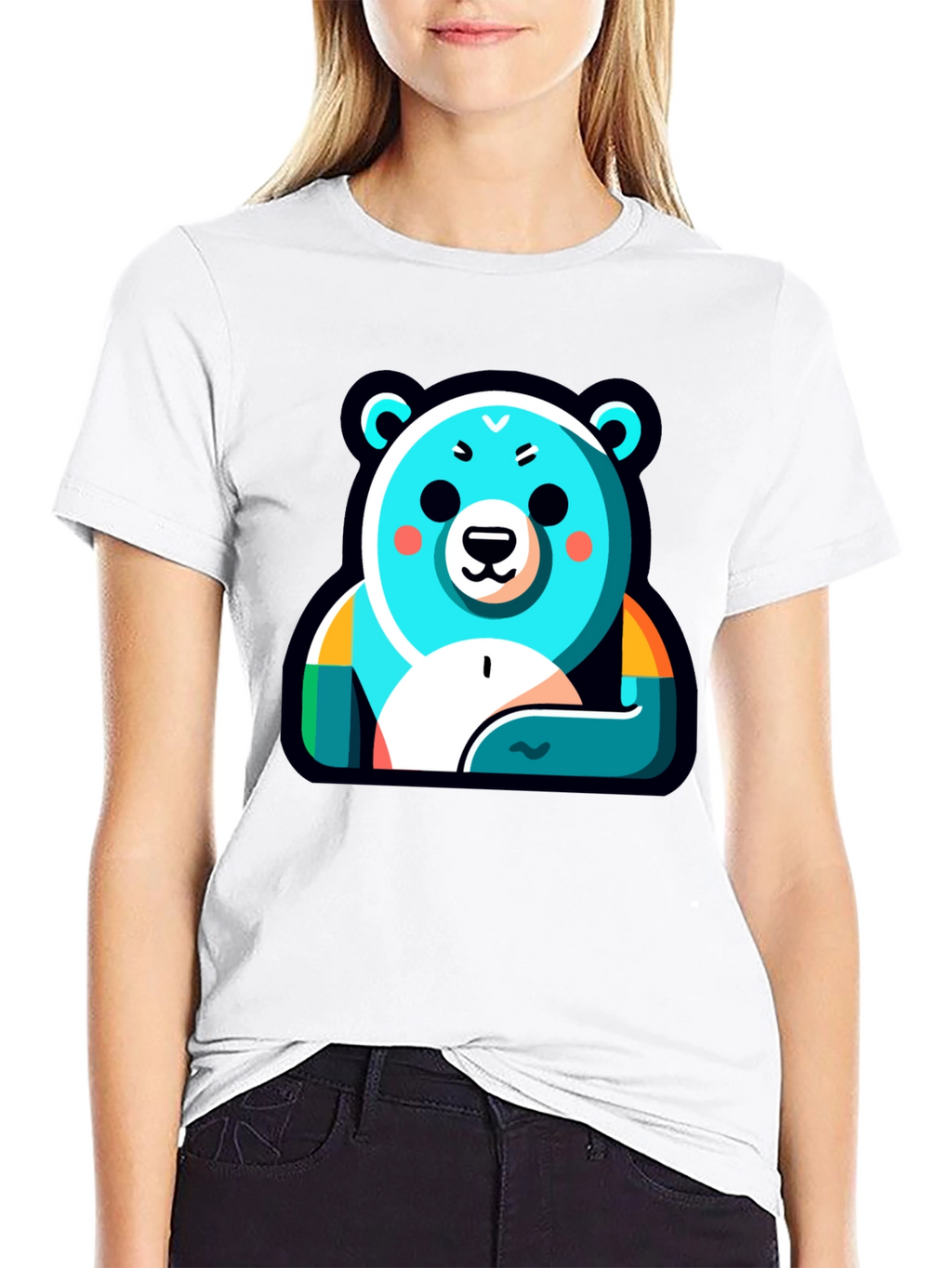 Cool Bear Graphic Tee - Black Cotton Blend