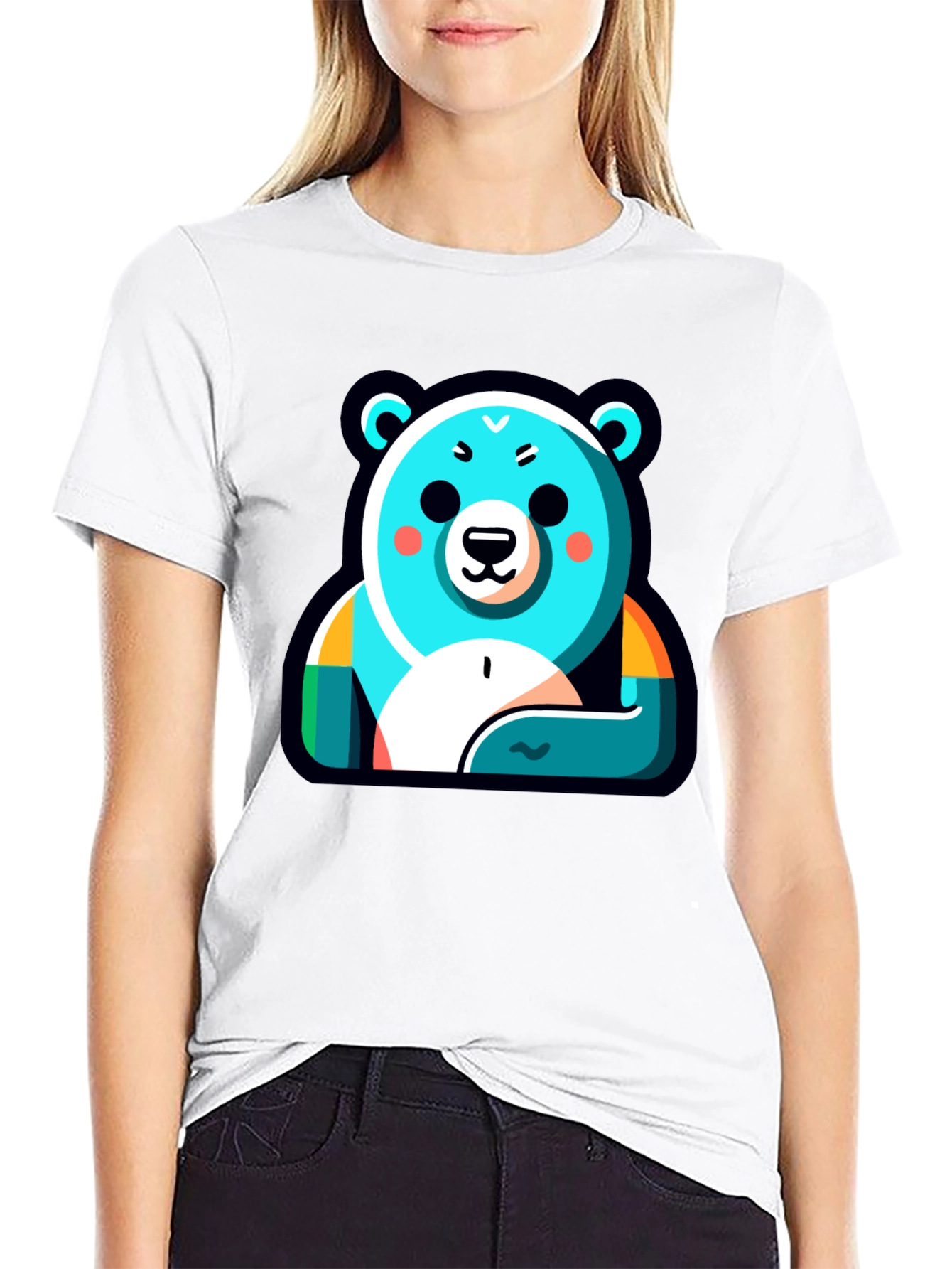 Cool Bear Graphic Tee - Black Cotton Blend