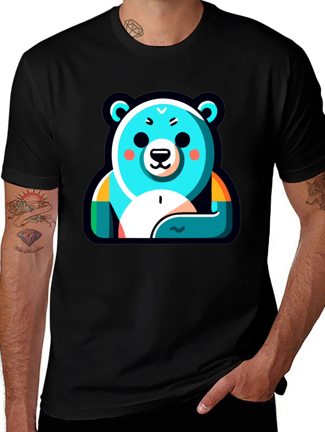 Cool Bear Graphic Tee - Black Cotton Blend