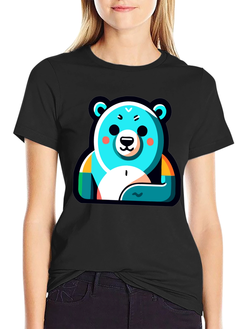 Cool Bear Graphic Tee - Black Cotton Blend