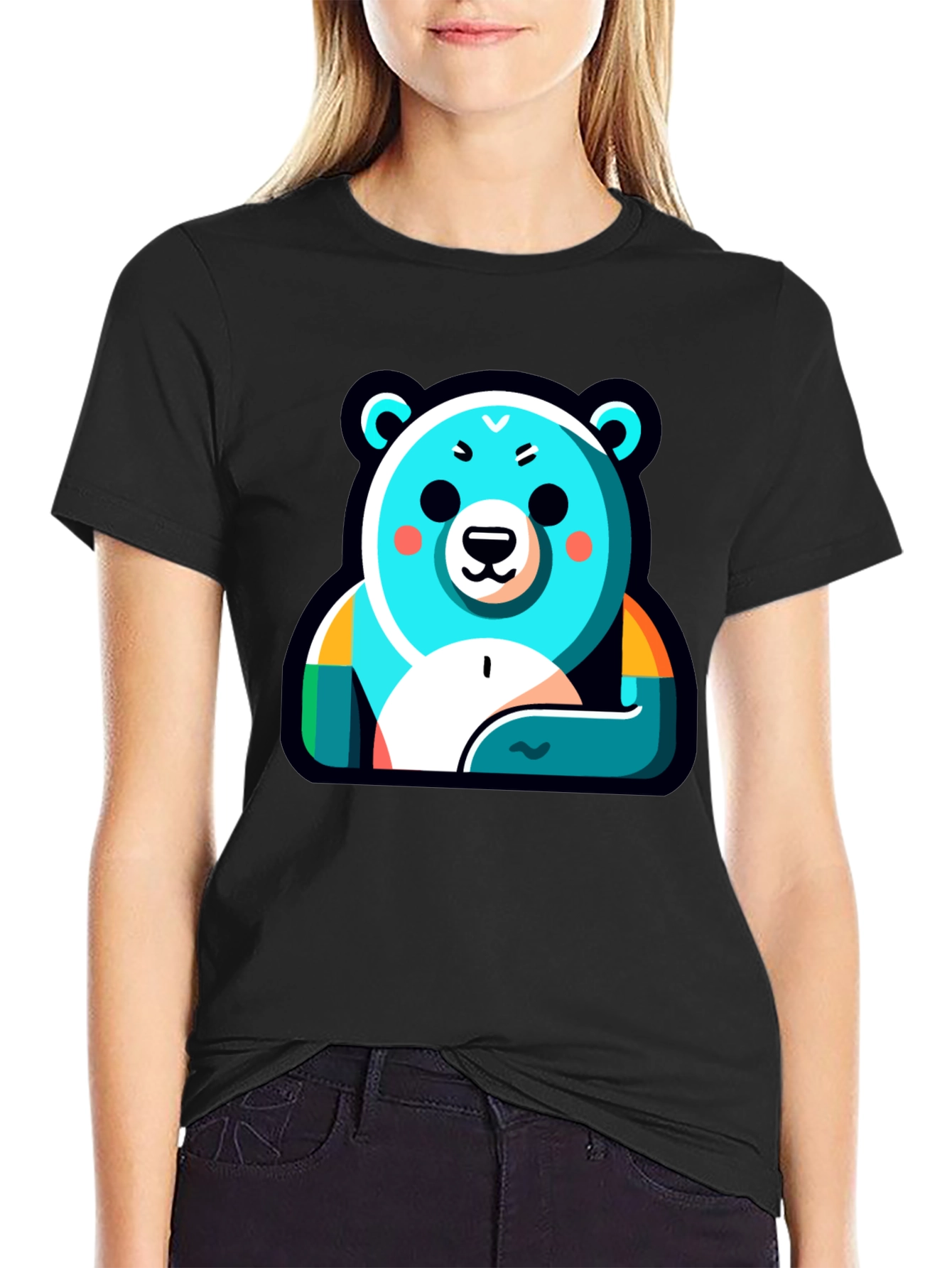 Cool Bear Graphic Tee - Black Cotton Blend