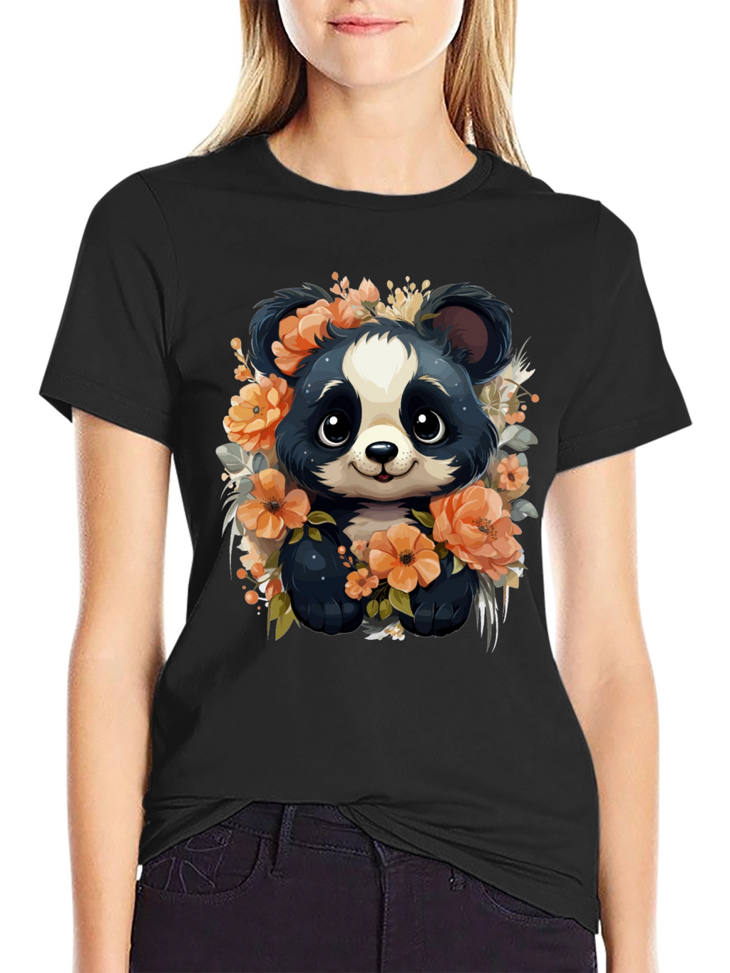 Panda Floral Graphic Tee - Stylish Animal Print
