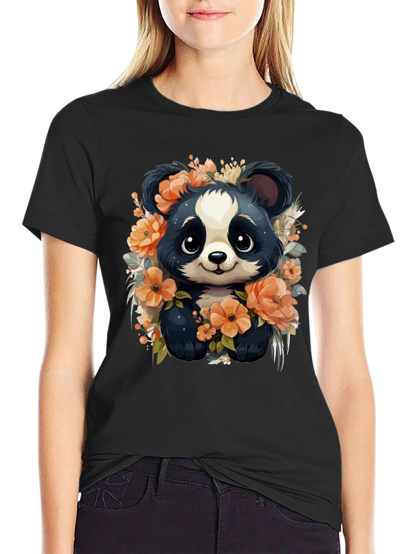 Panda Floral Graphic Tee - Stylish Animal Print