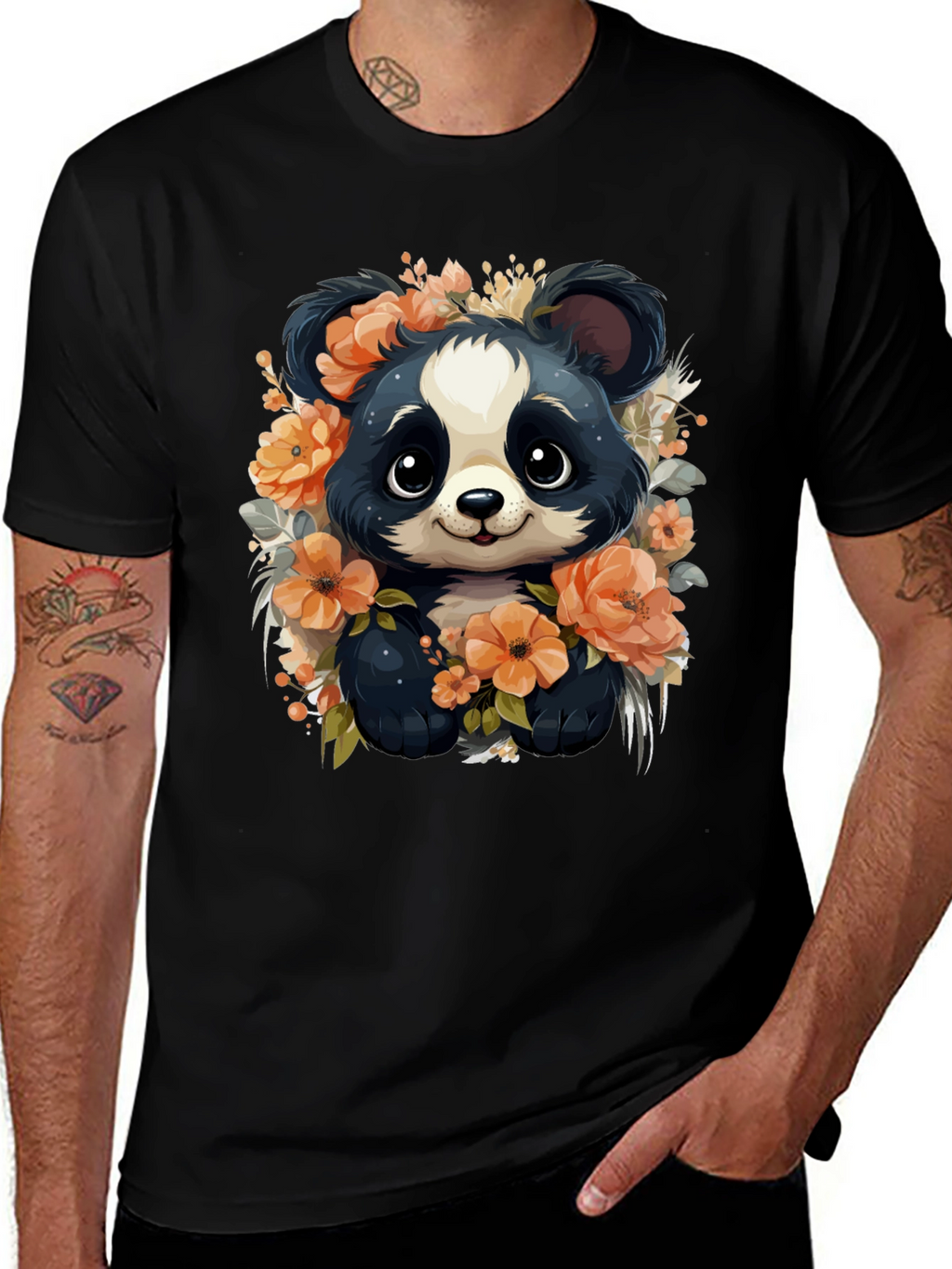 Panda Floral Graphic Tee - Stylish Animal Print