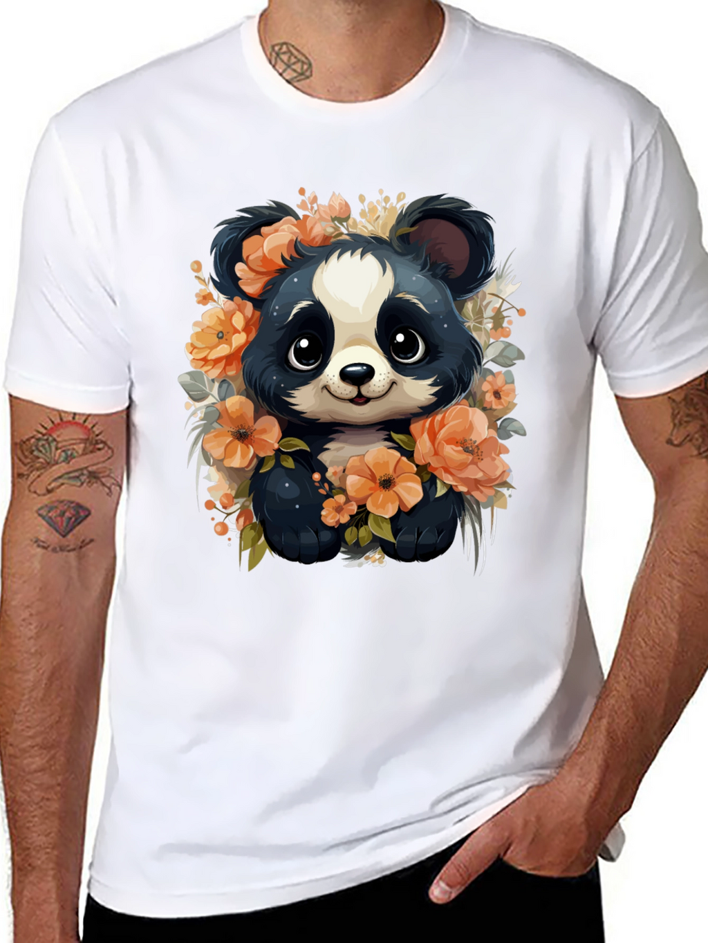 Panda Floral Graphic Tee - Stylish Animal Print