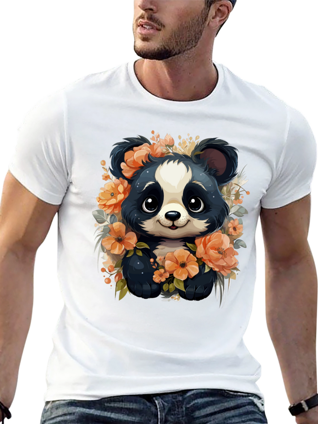 Panda Floral Graphic Tee - Stylish Animal Print