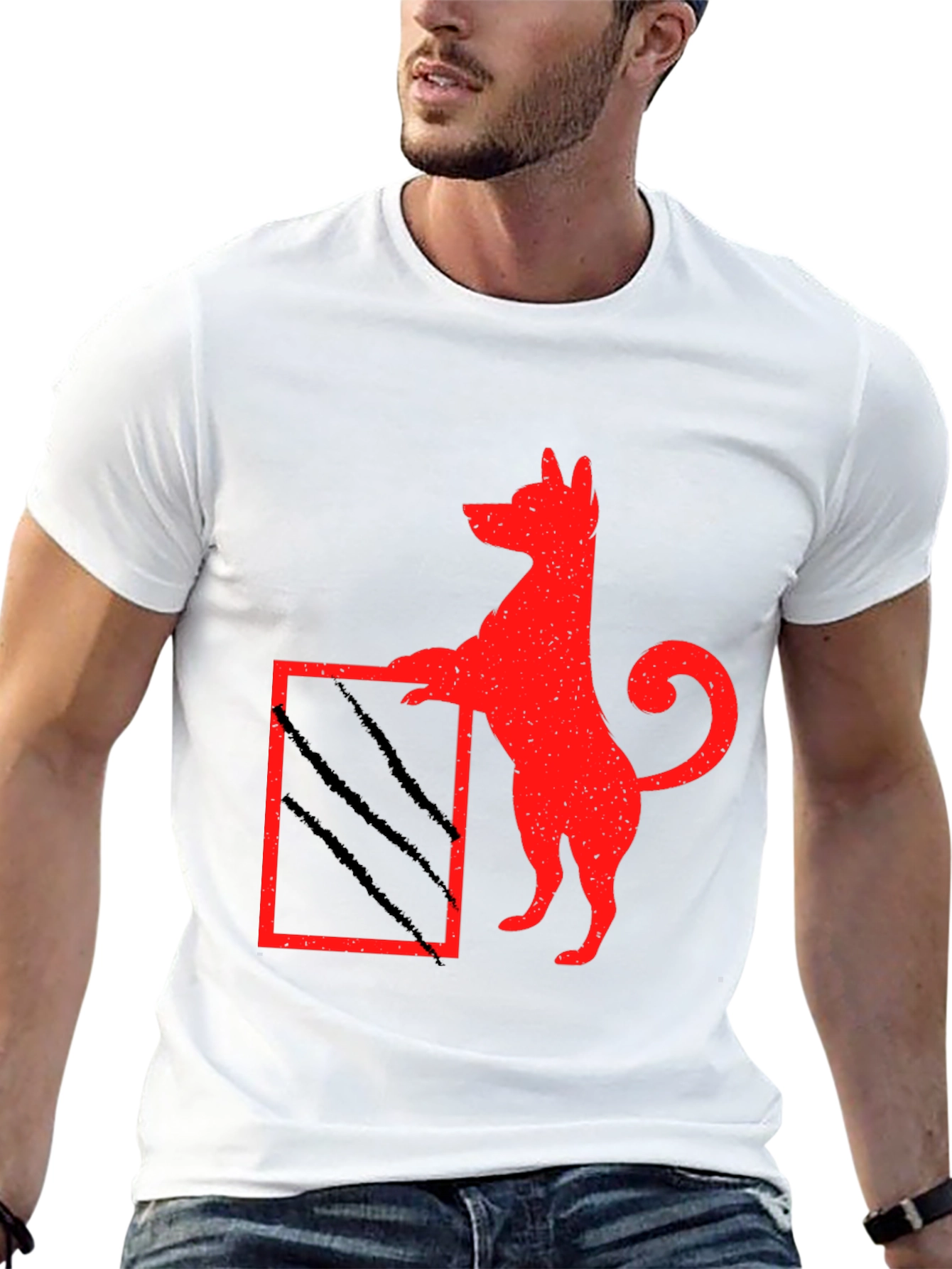 Dog Scratch Box Tee - Quirky Graphic T-Shirt