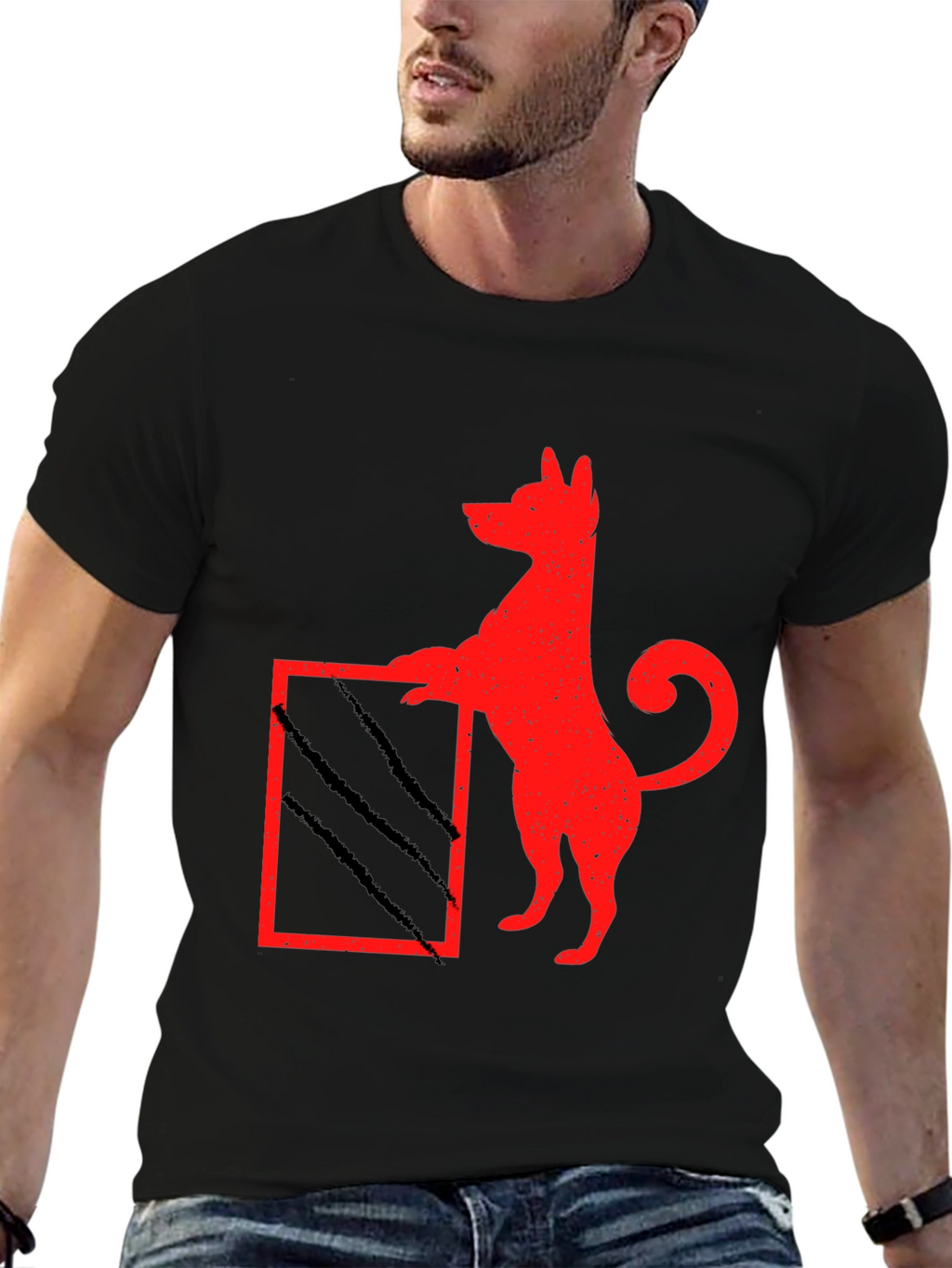 Dog Scratch Box Tee - Quirky Graphic T-Shirt