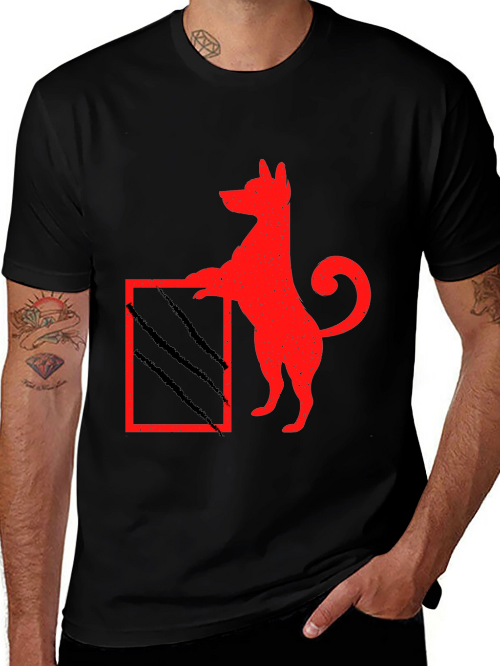 Dog Scratch Box Tee - Quirky Graphic T-Shirt