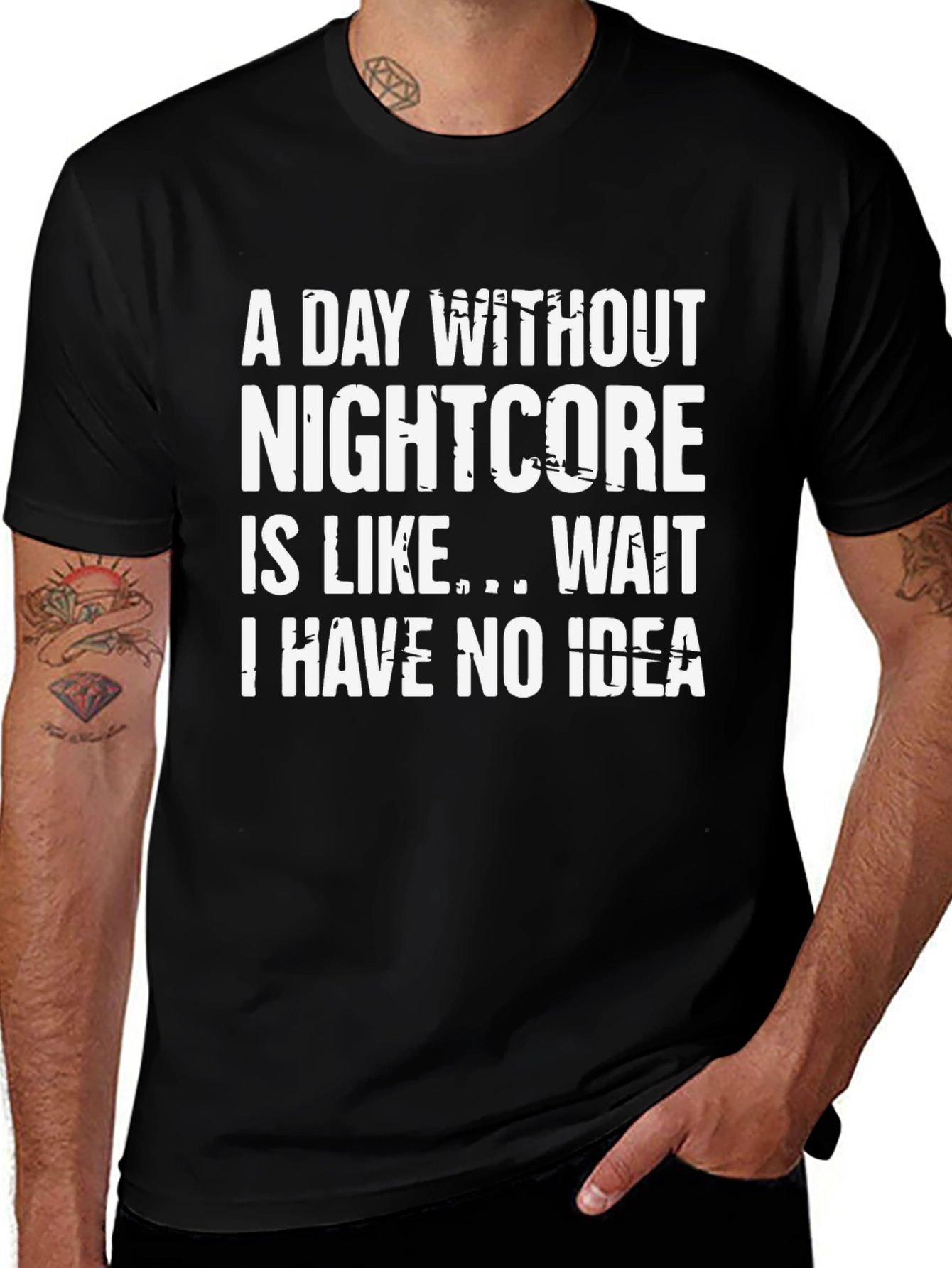 Nightcore T-Shirt - A Day Without Nightcore Black Cotton Tee