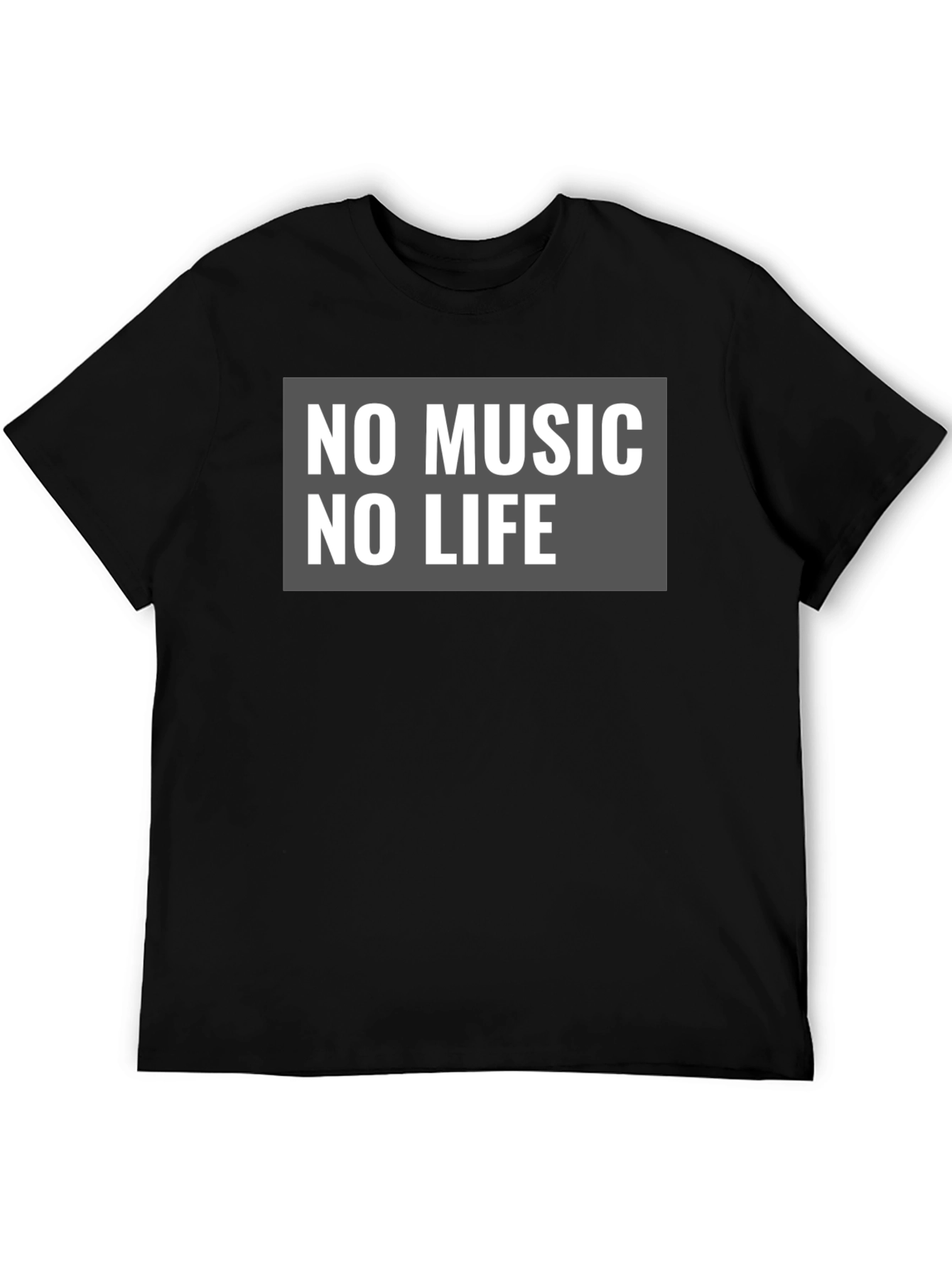No Music No Life Graphic Tee - Black Cotton Casual T-Shirt