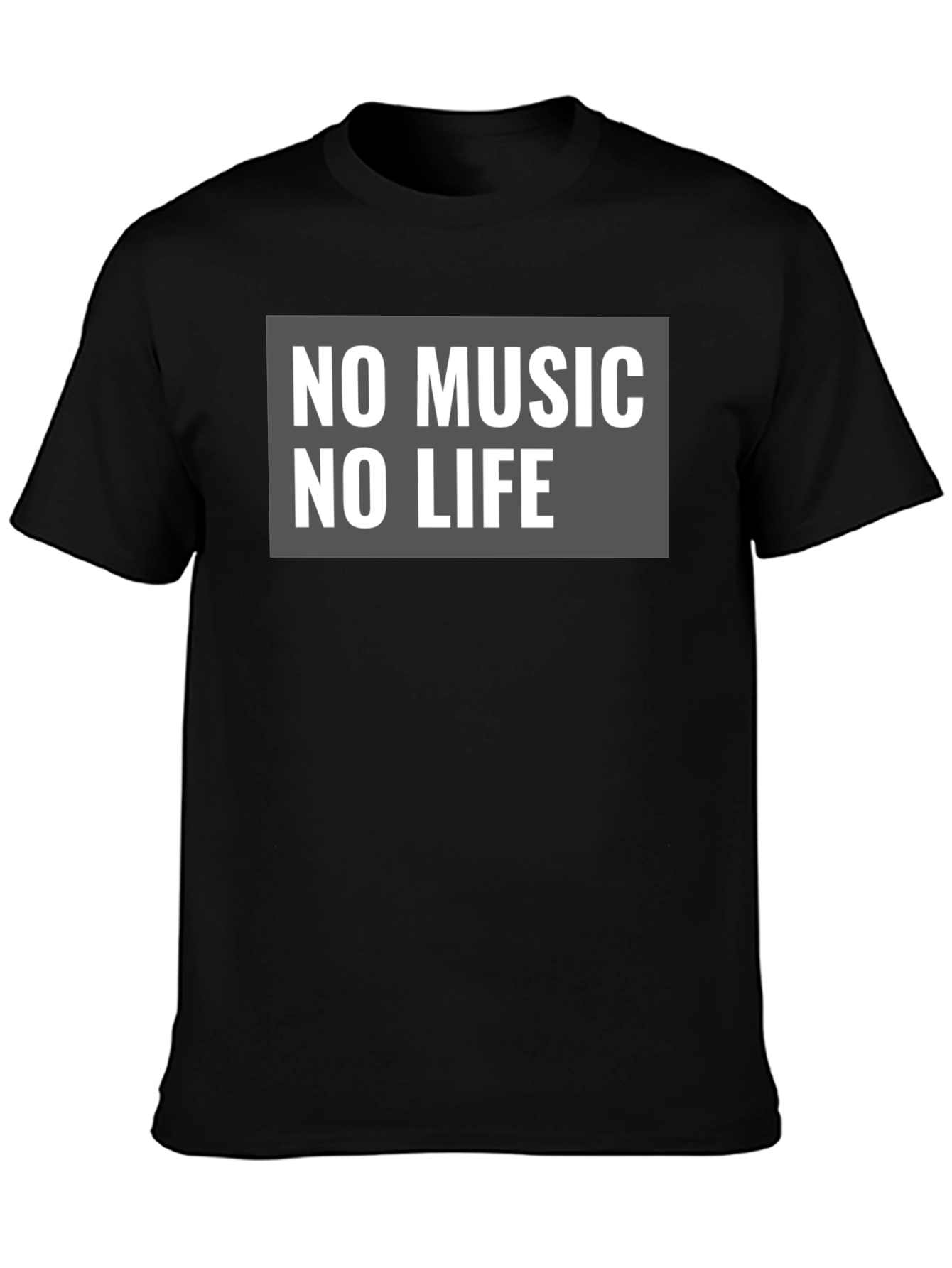 No Music No Life Graphic Tee - Black Cotton Casual T-Shirt