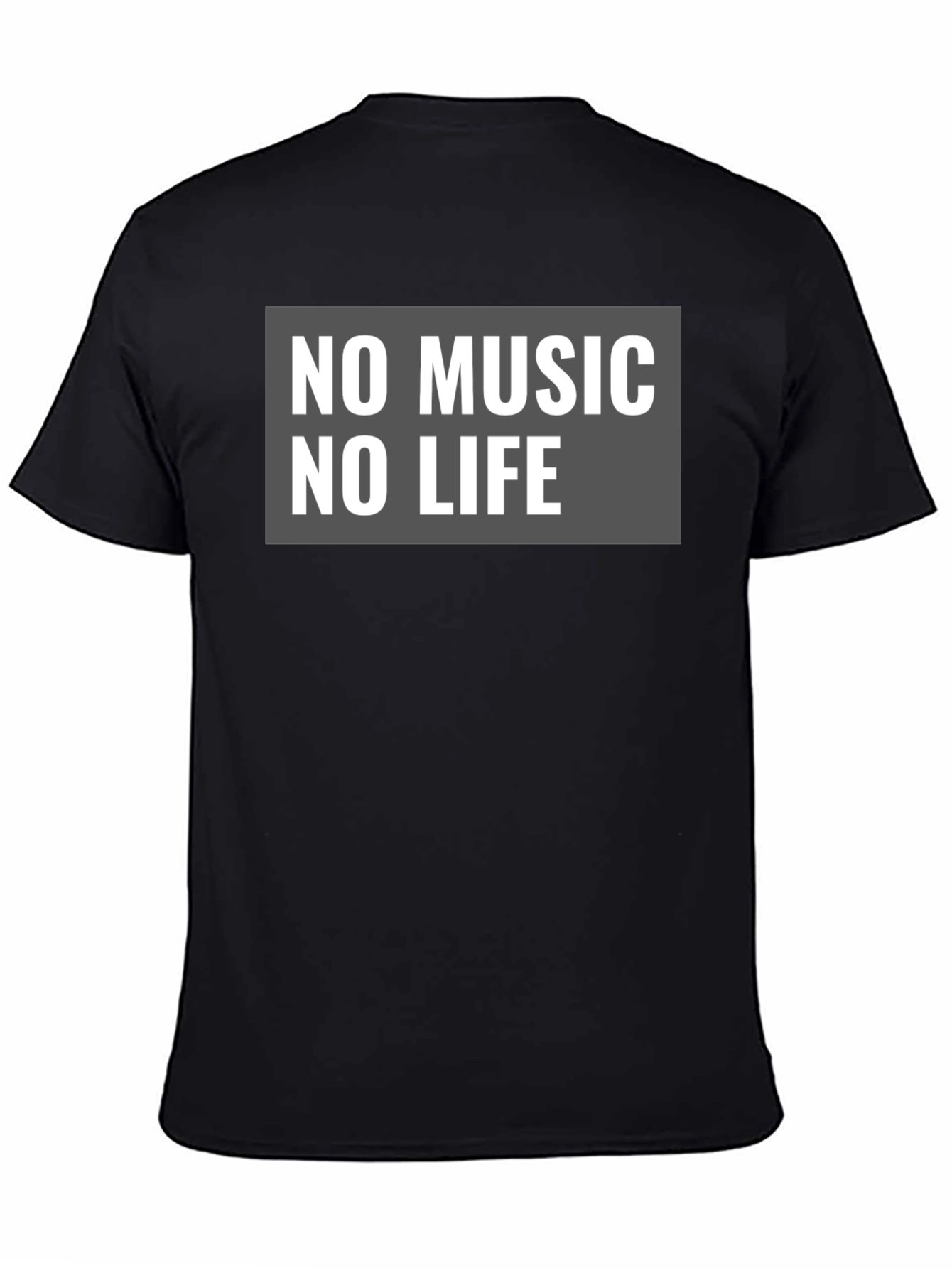 No Music No Life Graphic Tee - Black Cotton Casual T-Shirt