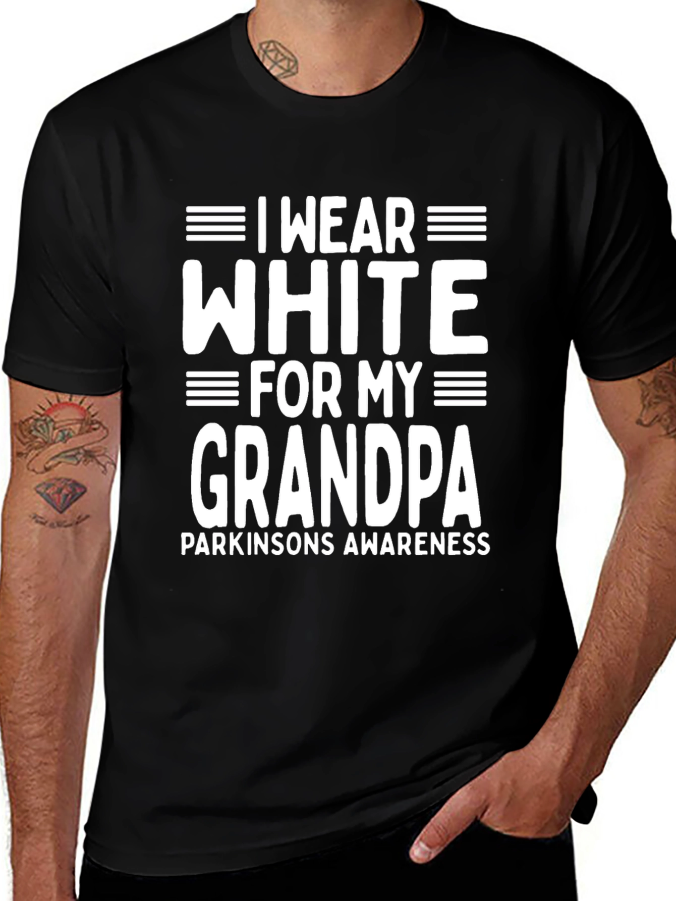 I Wear White for My Grandpa Parkinsons Awareness T-Shirt