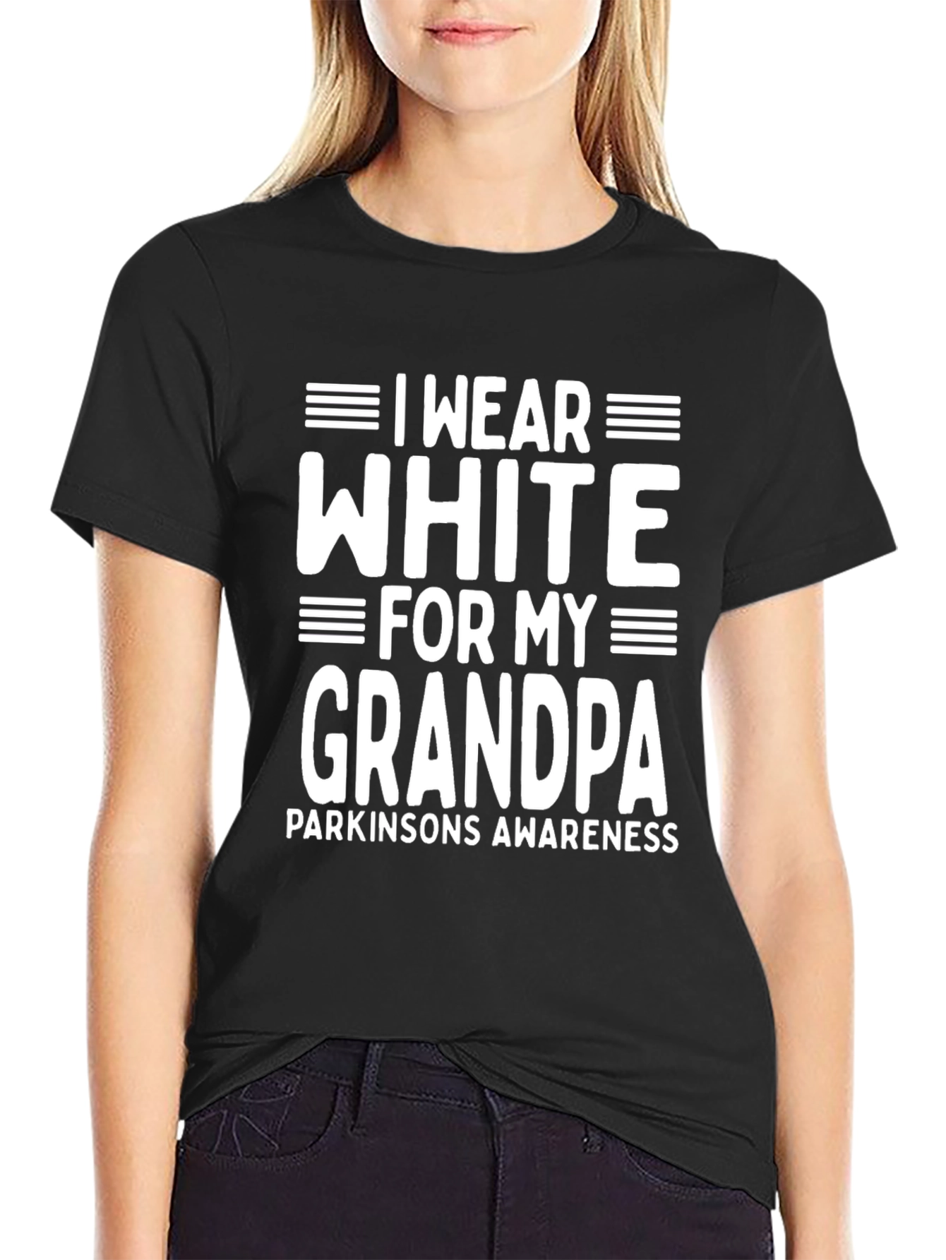 I Wear White for My Grandpa Parkinsons Awareness T-Shirt