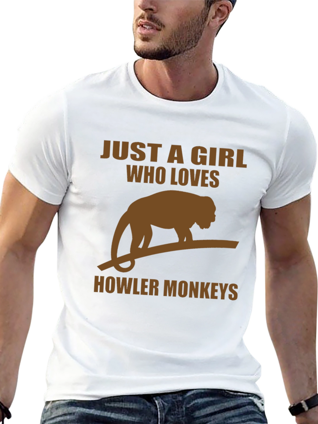 Girl Who Loves Howler Monkeys Black T-Shirt