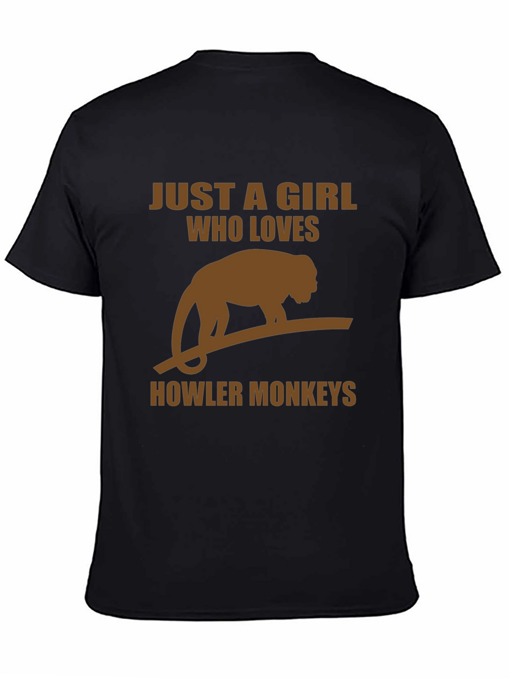 Girl Who Loves Howler Monkeys Black T-Shirt