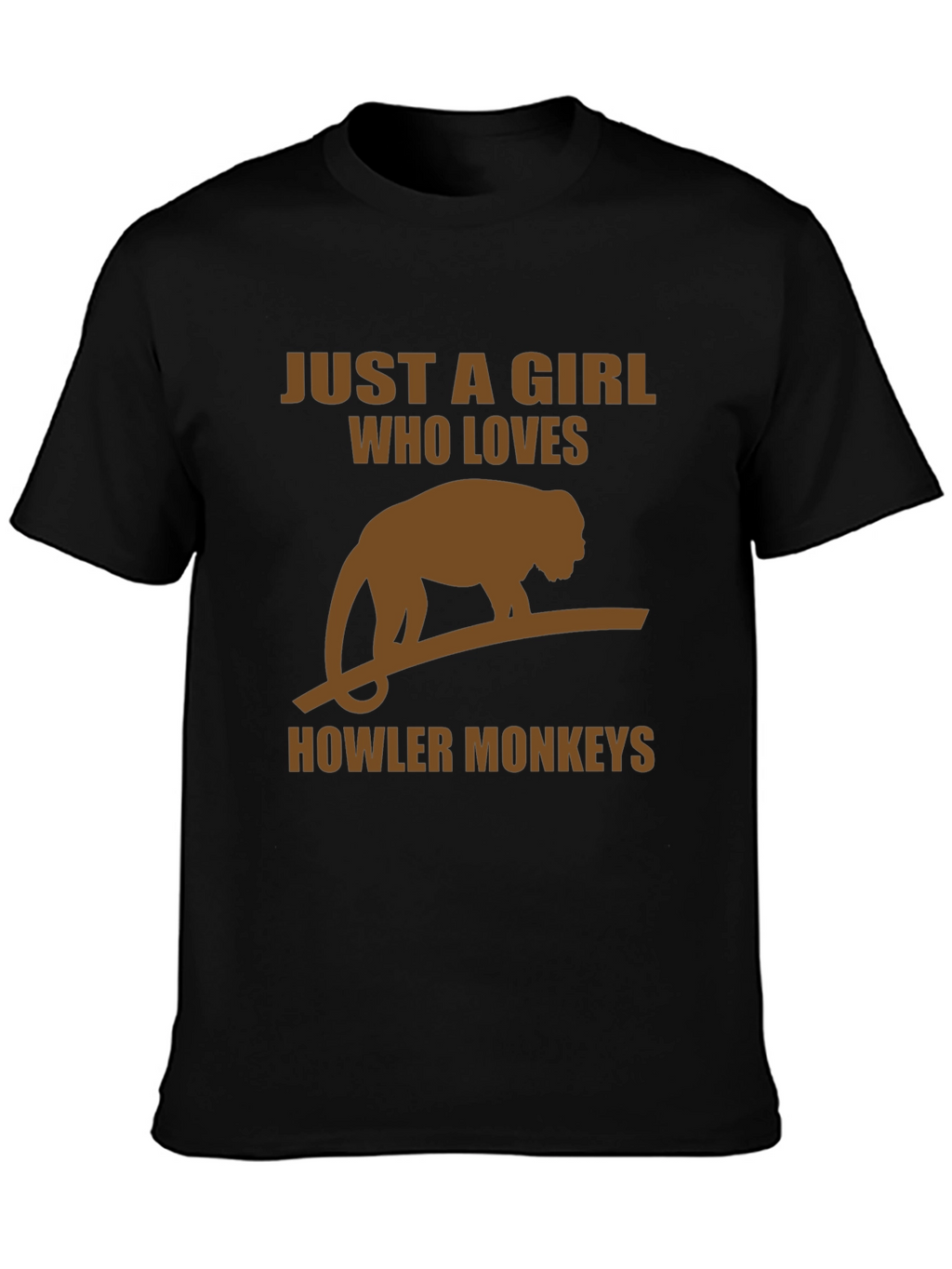 Girl Who Loves Howler Monkeys Black T-Shirt