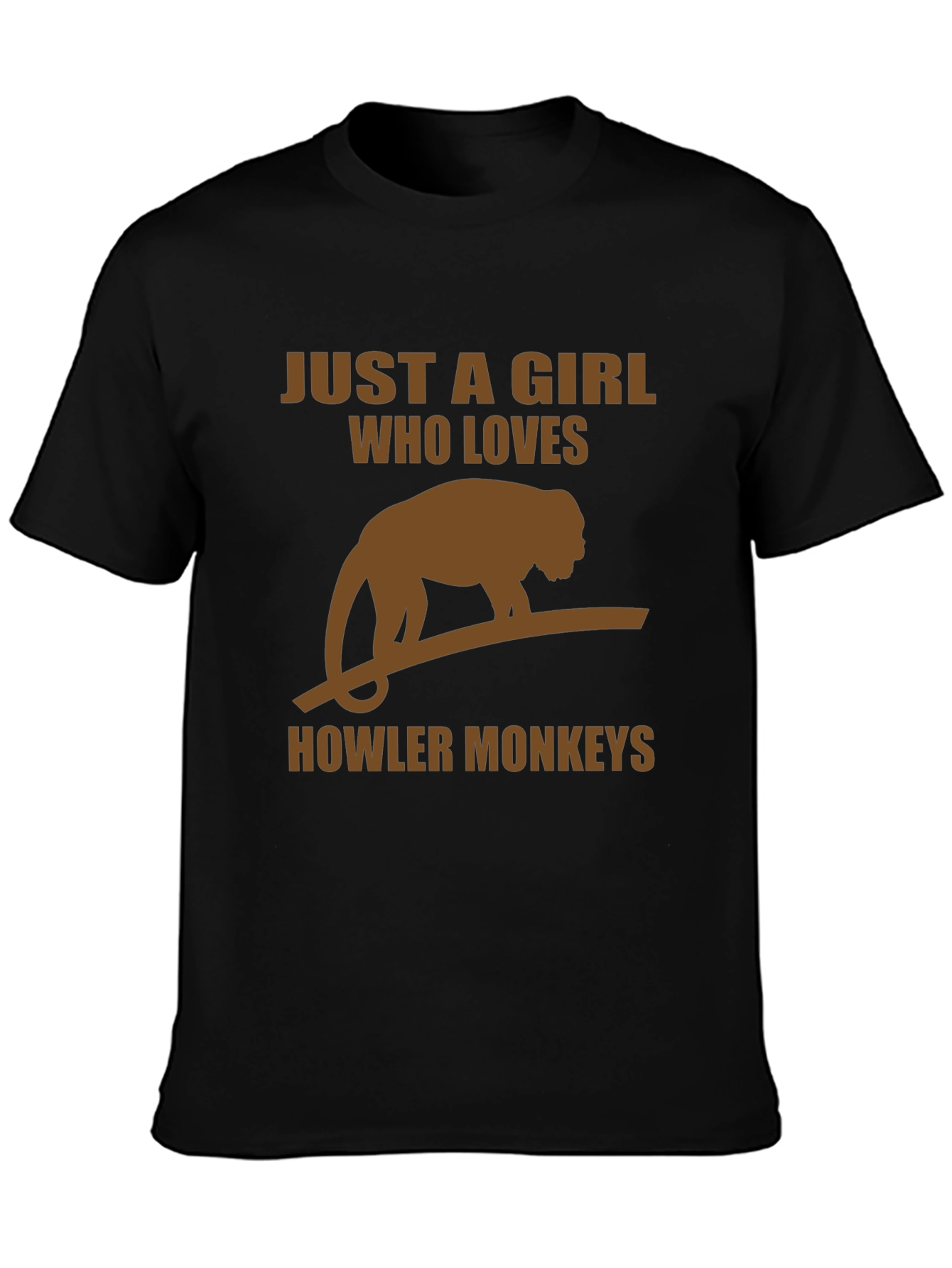 Girl Who Loves Howler Monkeys Black T-Shirt