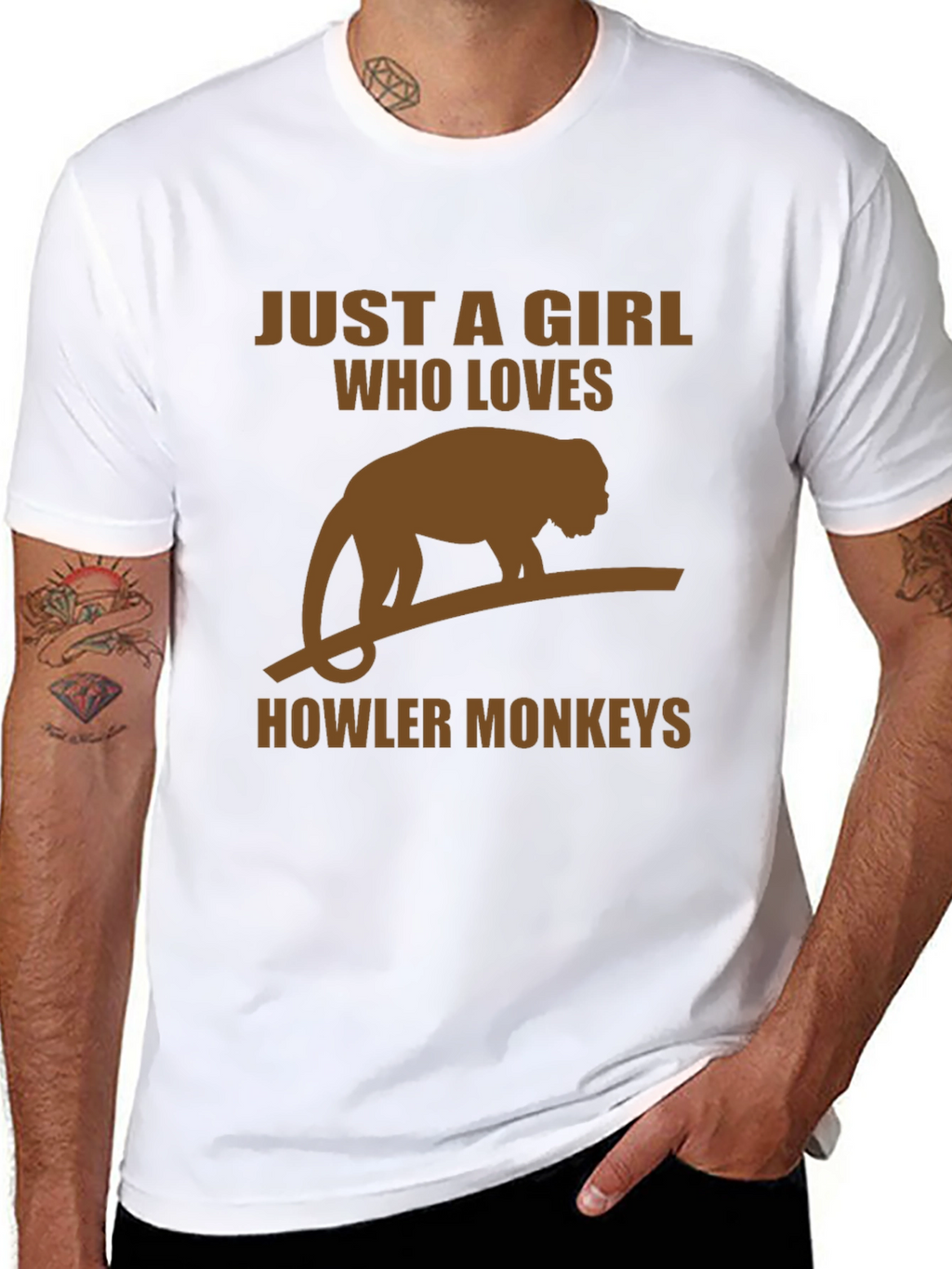 Girl Who Loves Howler Monkeys Black T-Shirt