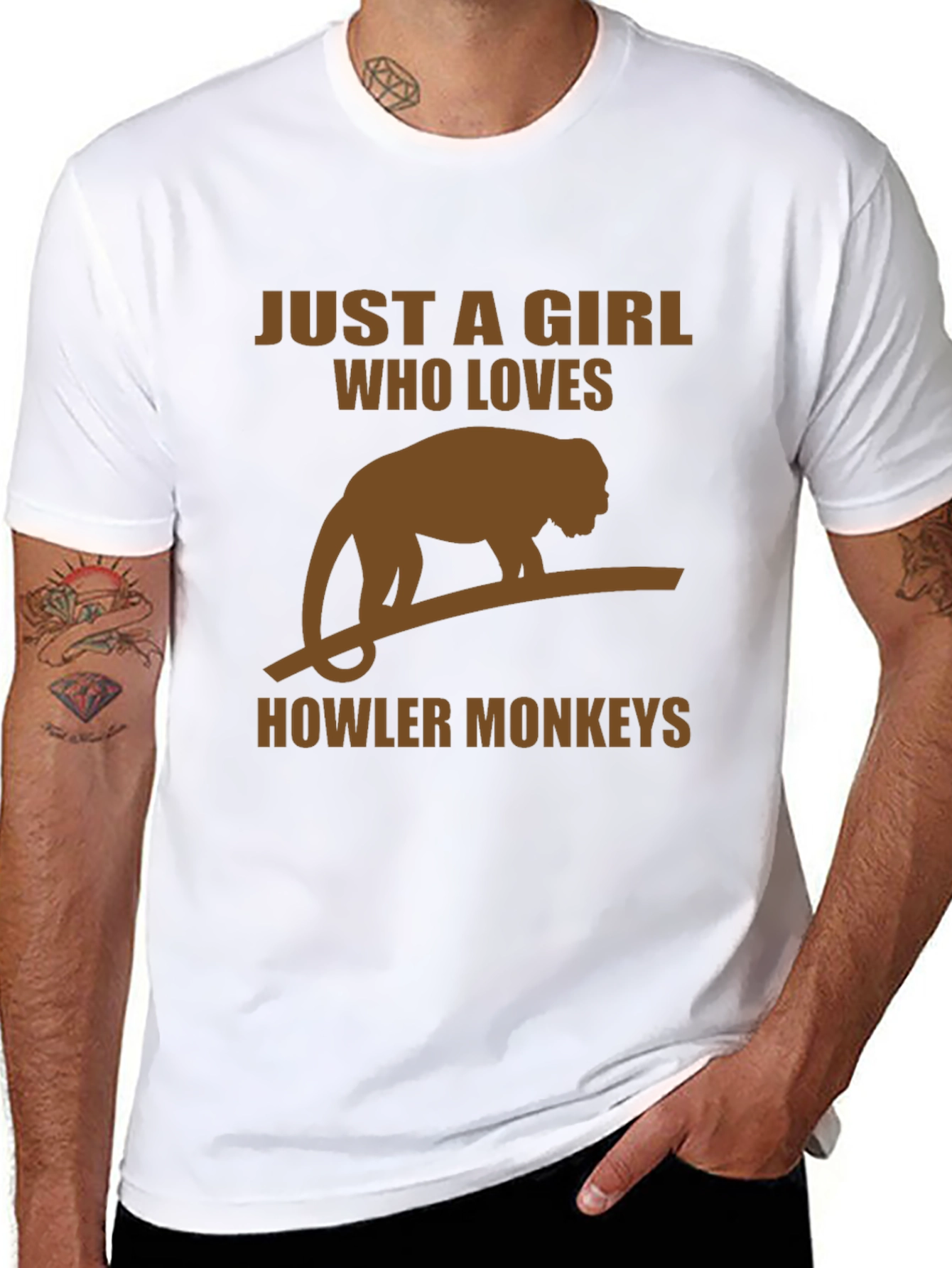 Girl Who Loves Howler Monkeys Black T-Shirt