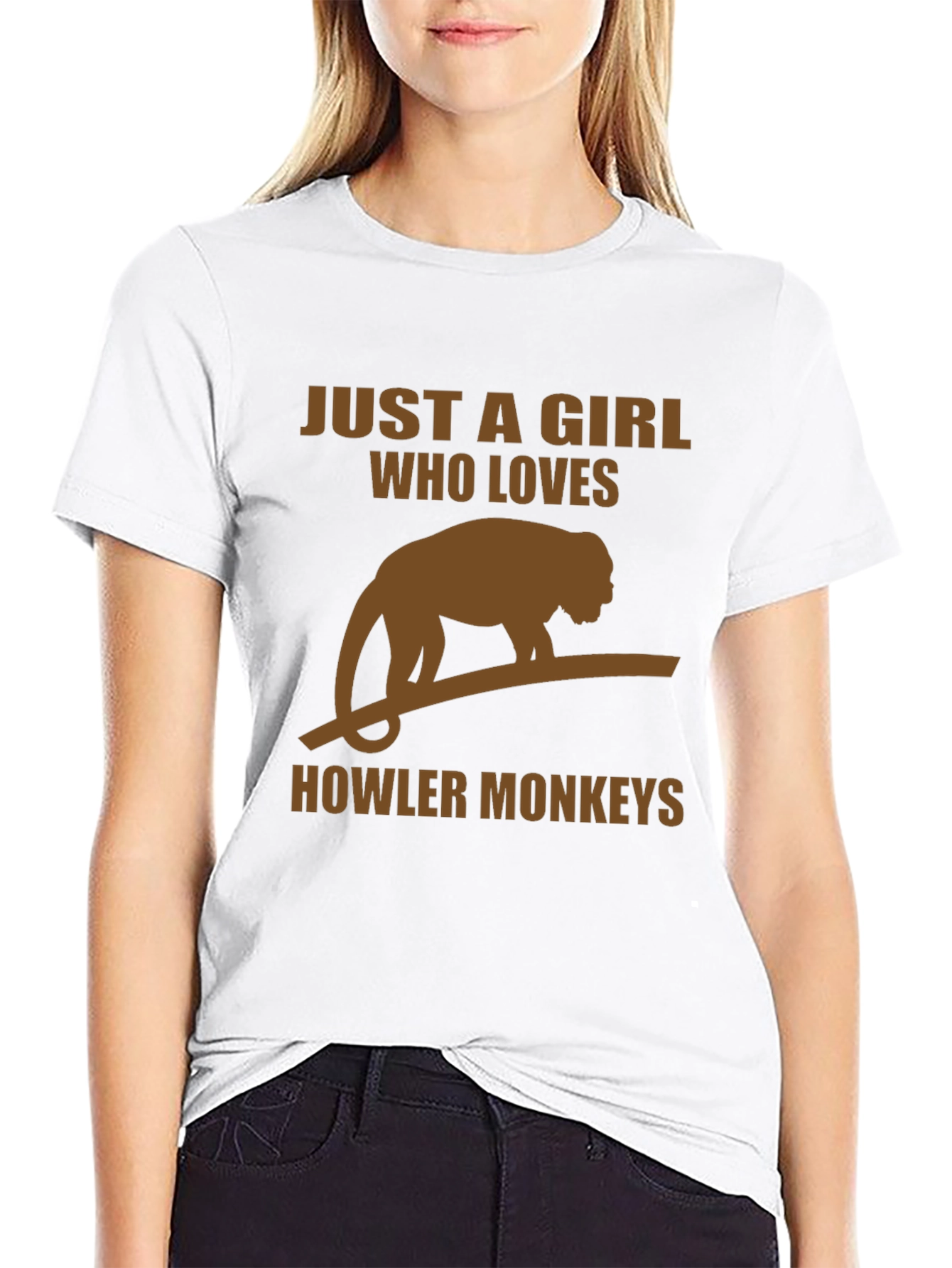 Girl Who Loves Howler Monkeys Black T-Shirt