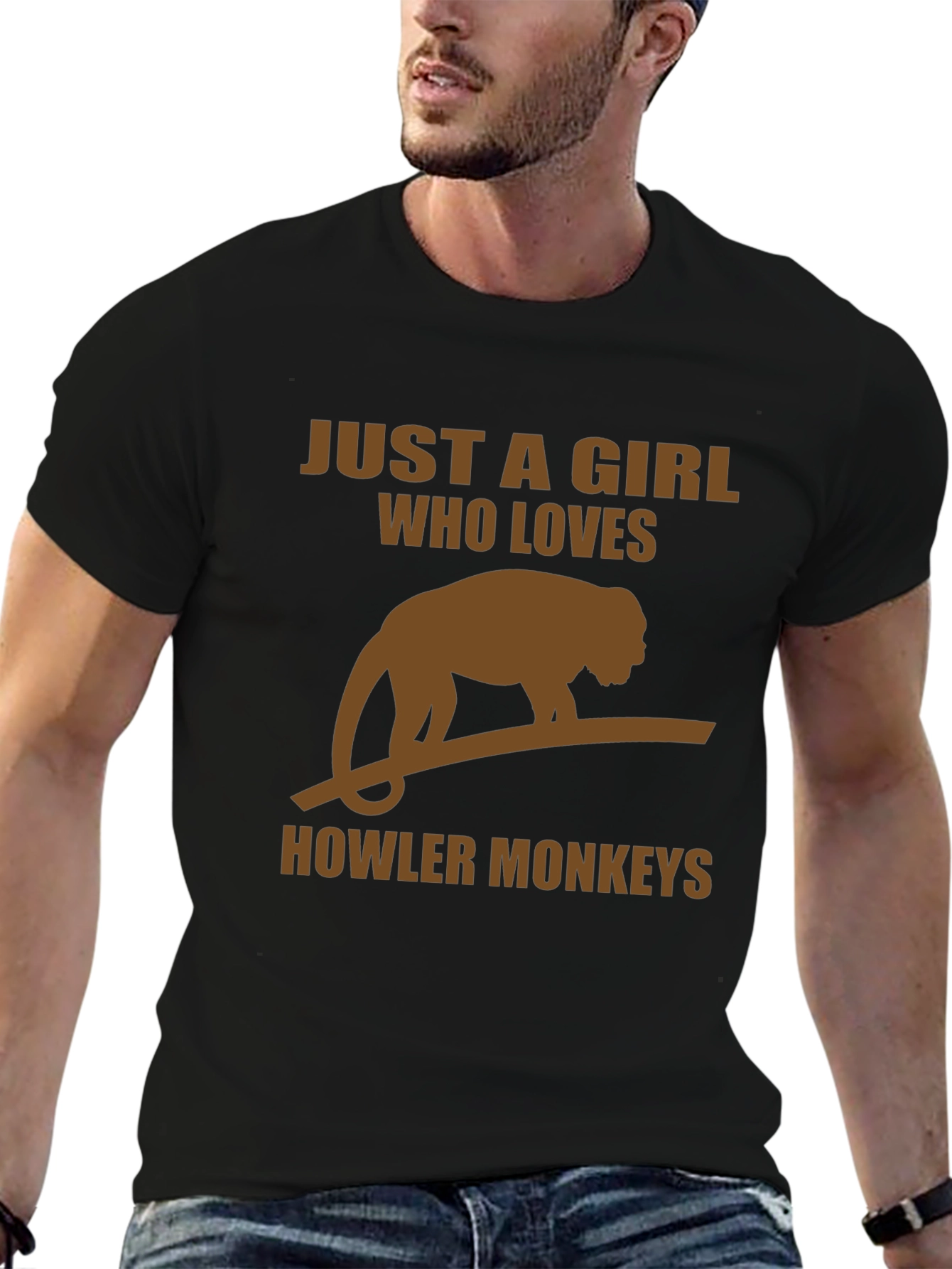 Girl Who Loves Howler Monkeys Black T-Shirt