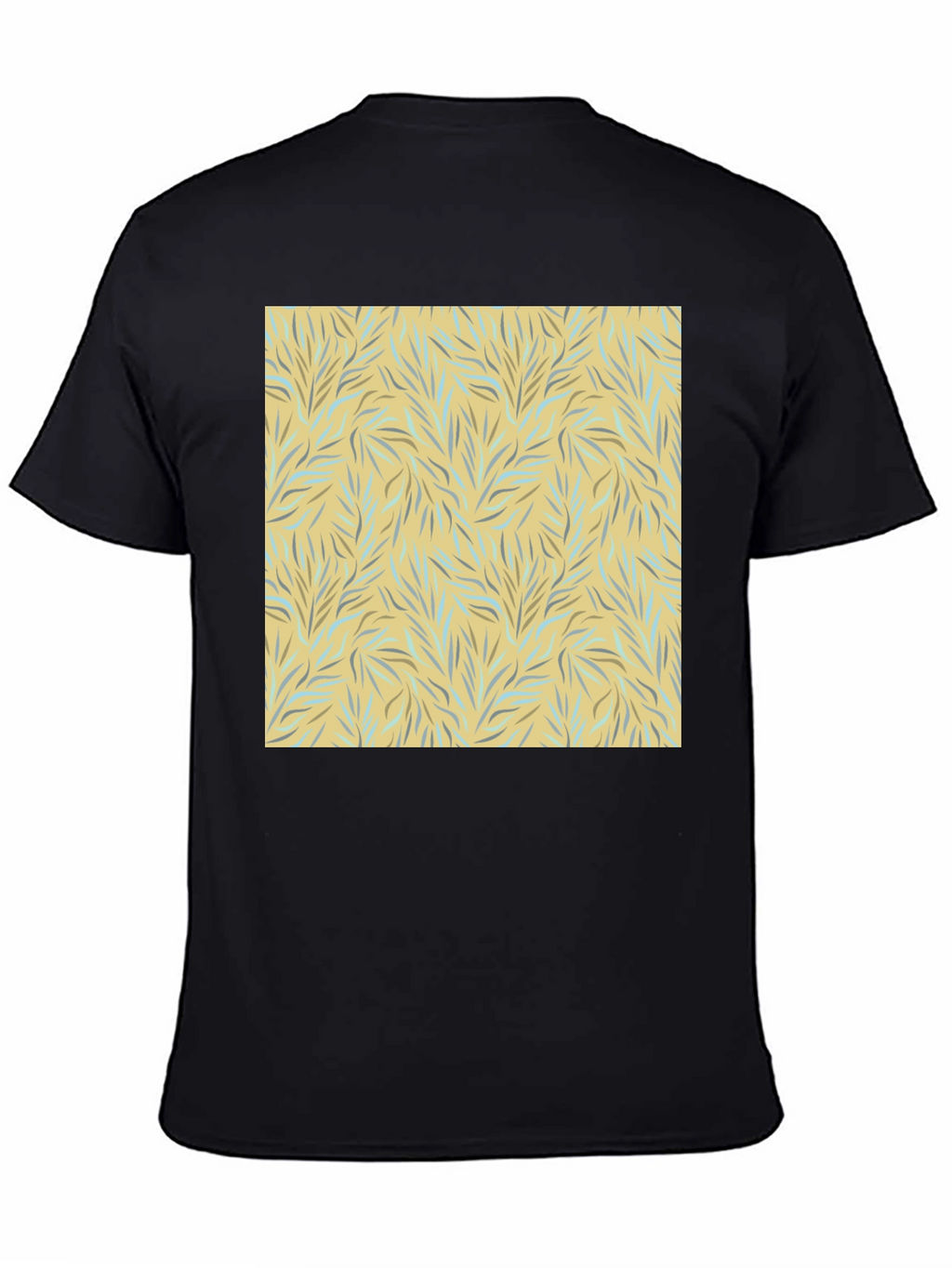 Trendy Black Tee with Abstract Leaf Design