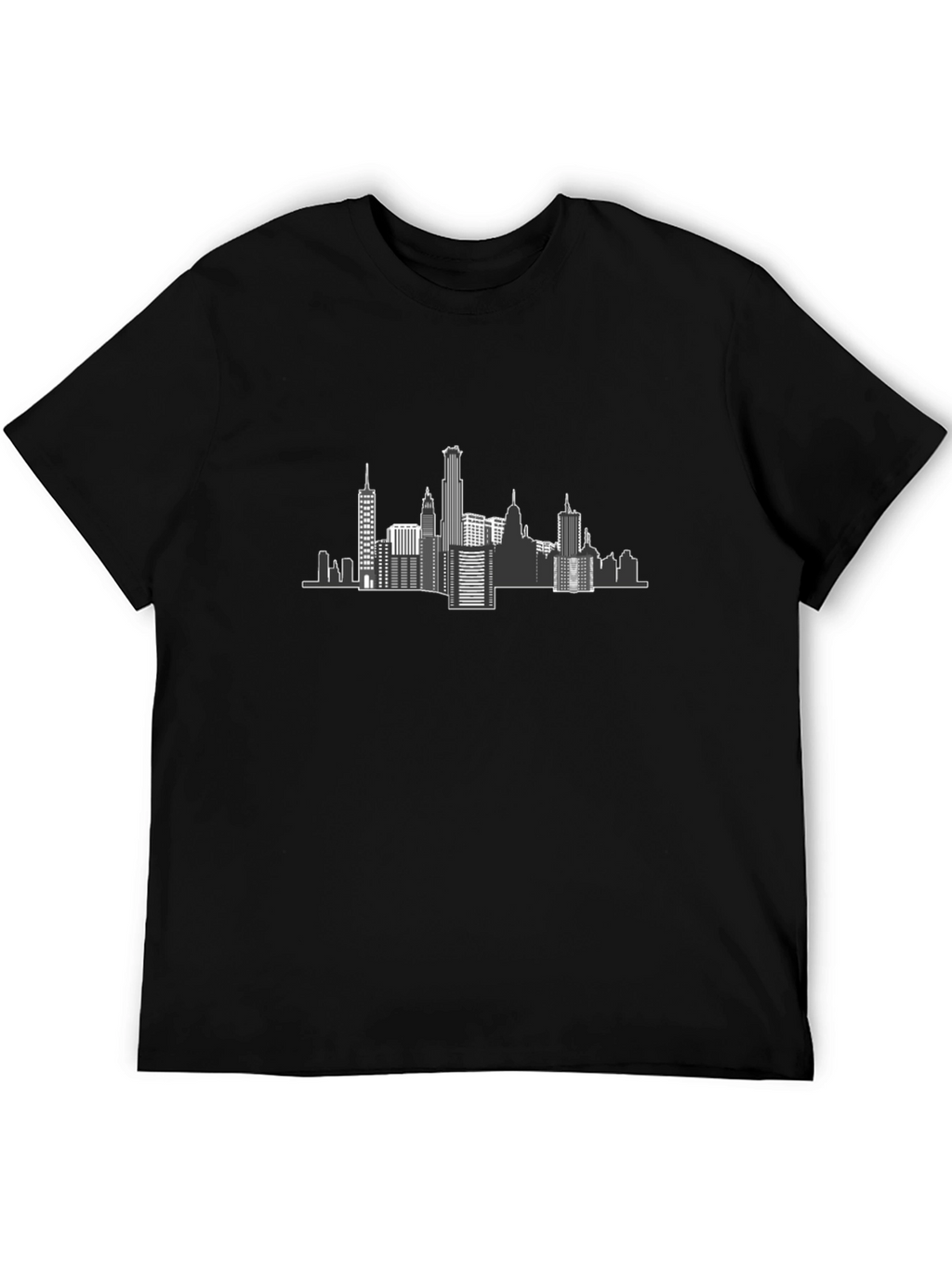 City Skyline Graphic Tee - Black Cotton T-Shirt