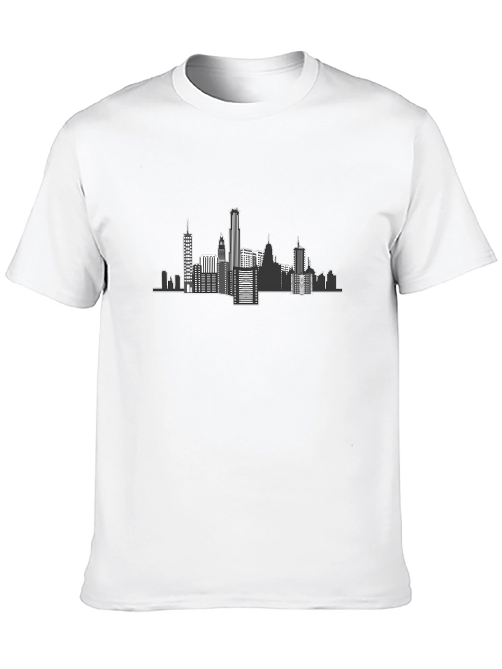 City Skyline Graphic Tee - Black Cotton T-Shirt